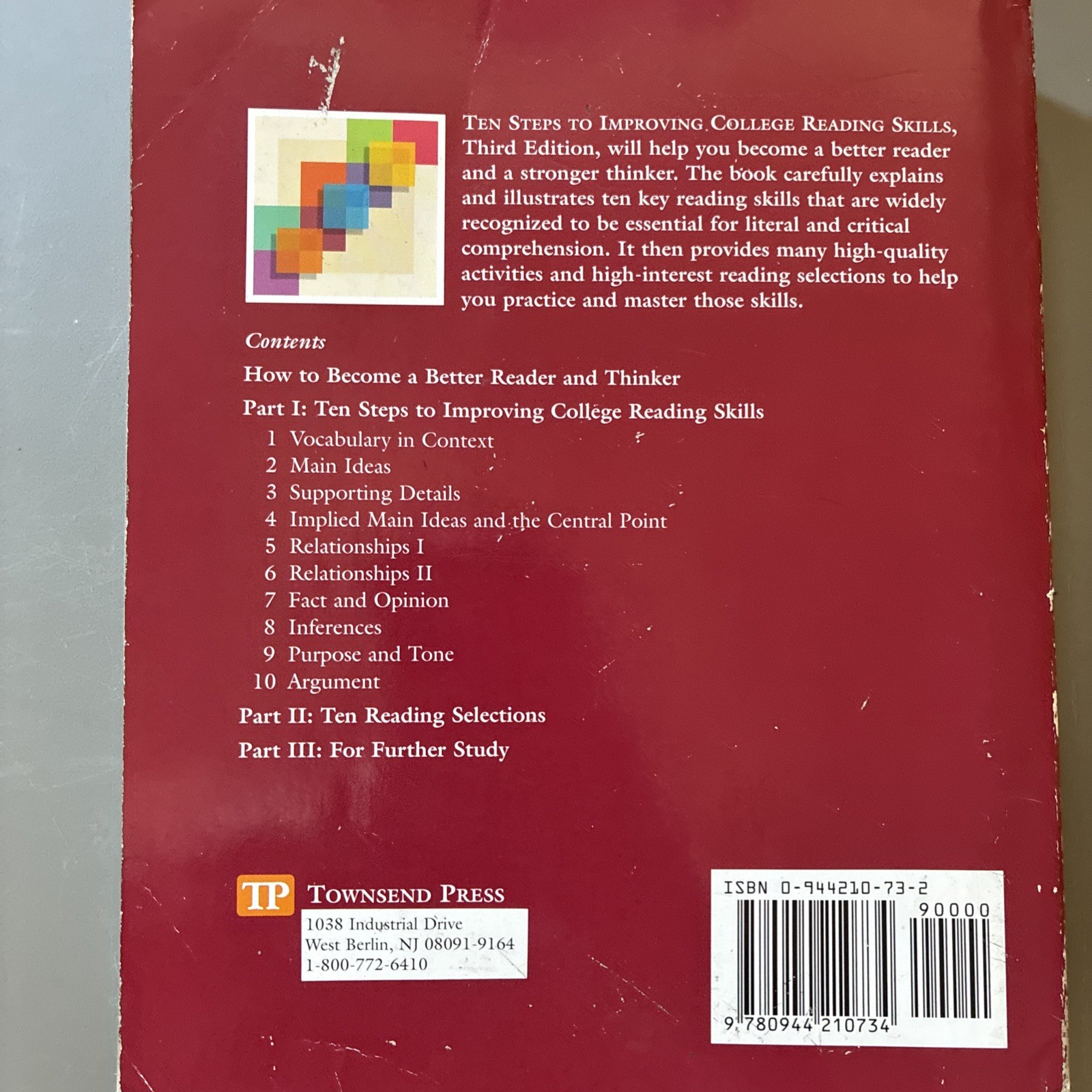 Ten Steps to Improving Reading Skills Third Edition Paperback Book John Langan