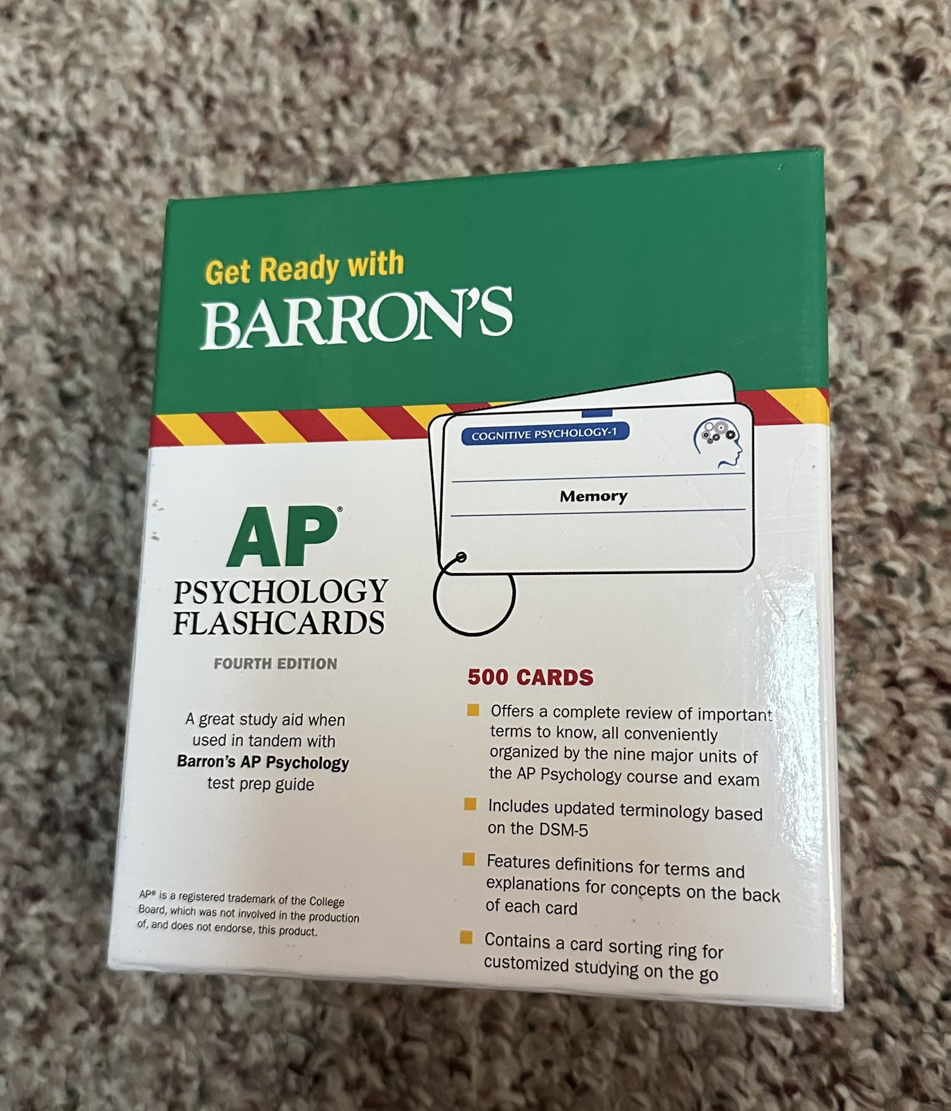 BARRON’S AP Psychology Flashcards Fourth 4th Edition 500 Cards