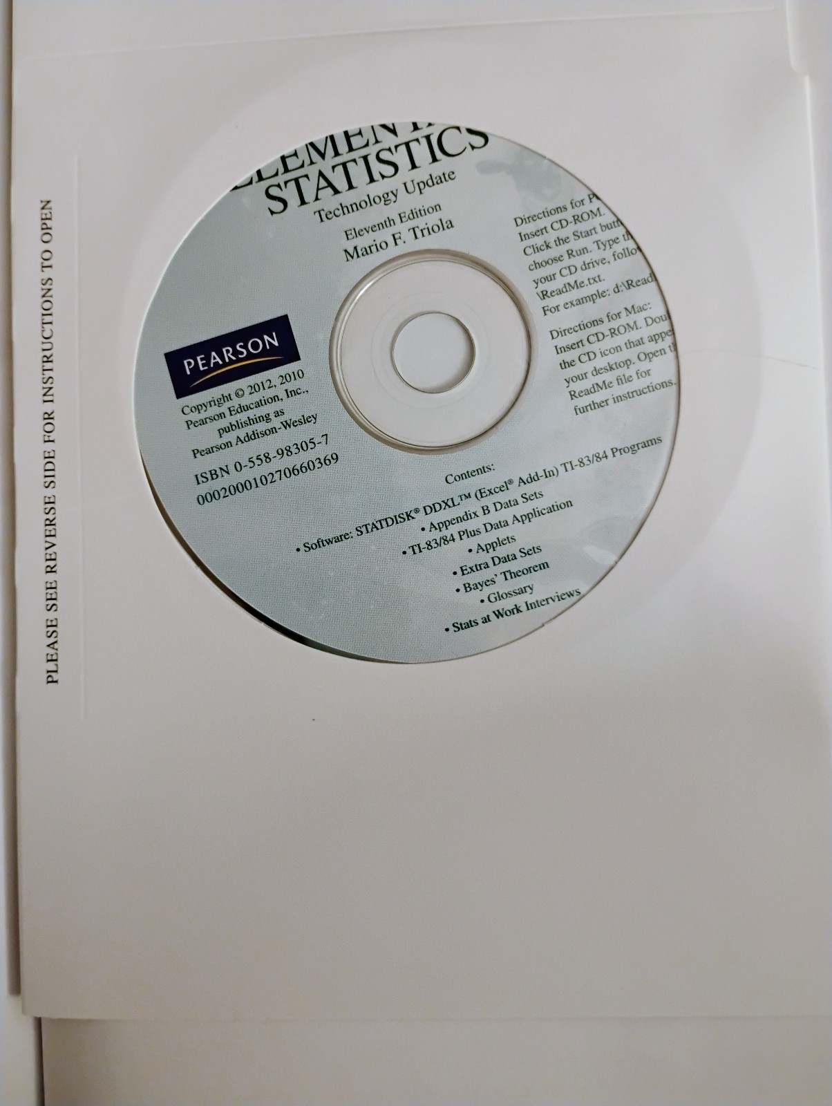 Elementary Statistics by Mario F. Triola (2011, Hardcover, 11th Edition) CA Edit