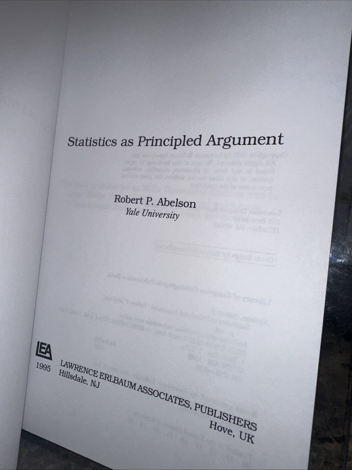 Statistics As Principled Argument