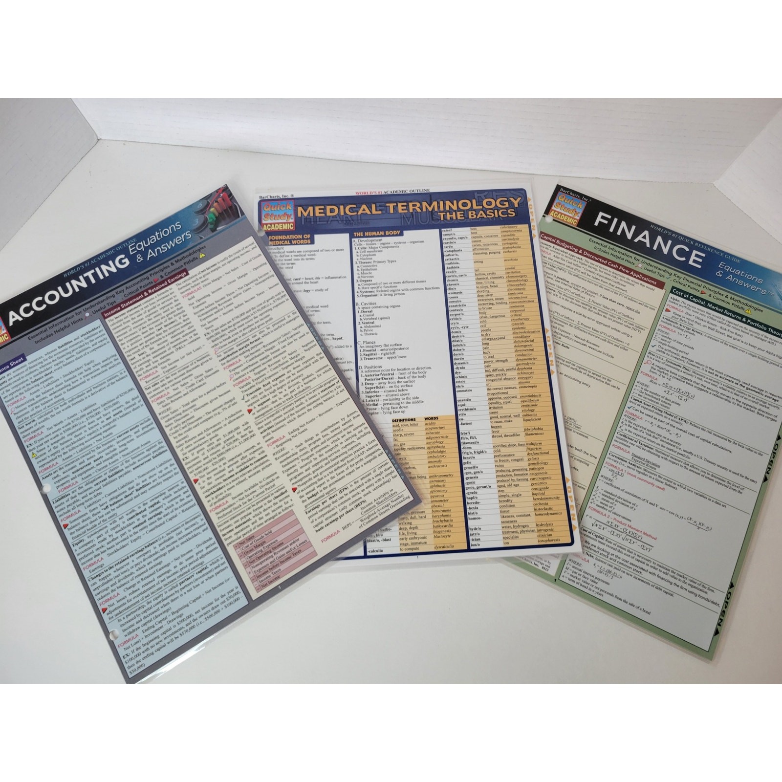 Quick study guides – accounting, medical terminology and finance