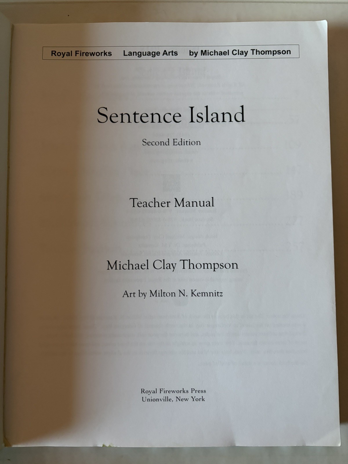 Sentence Island: Teacher Manual, Second Edition