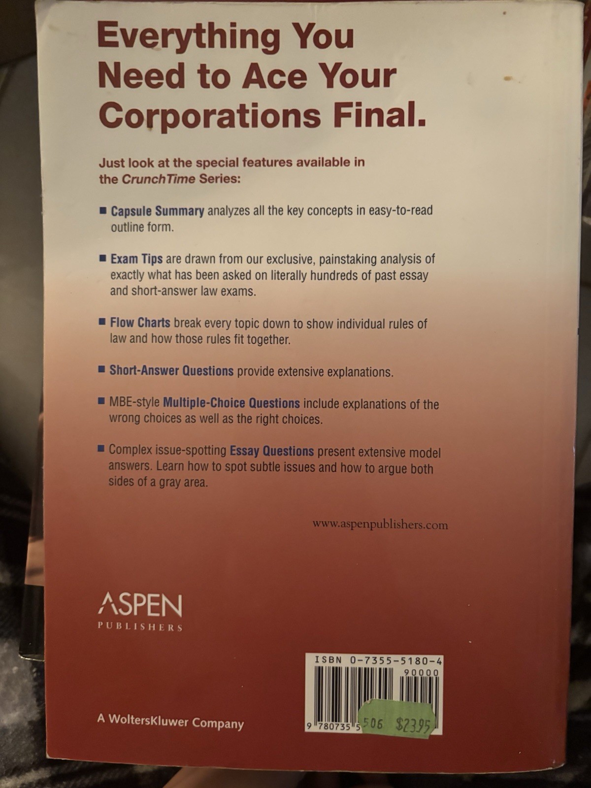 Emanuel CrunchTime Corporations Study Guide by Steven L. Emanuel, Aspen Series