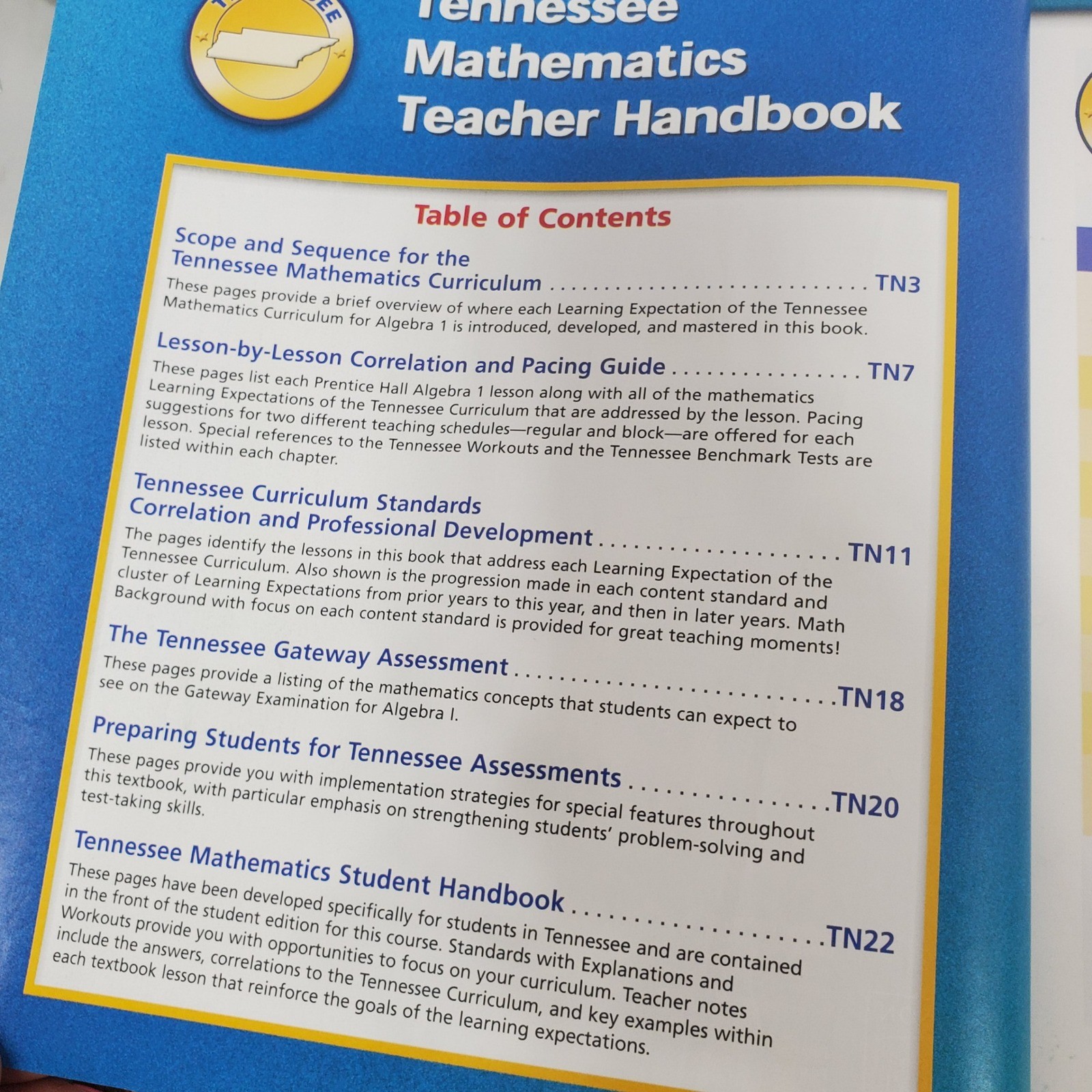 Prentice Hall Algebra 1 Tennessee Teacher Edition Textbook Green Excellent 2006