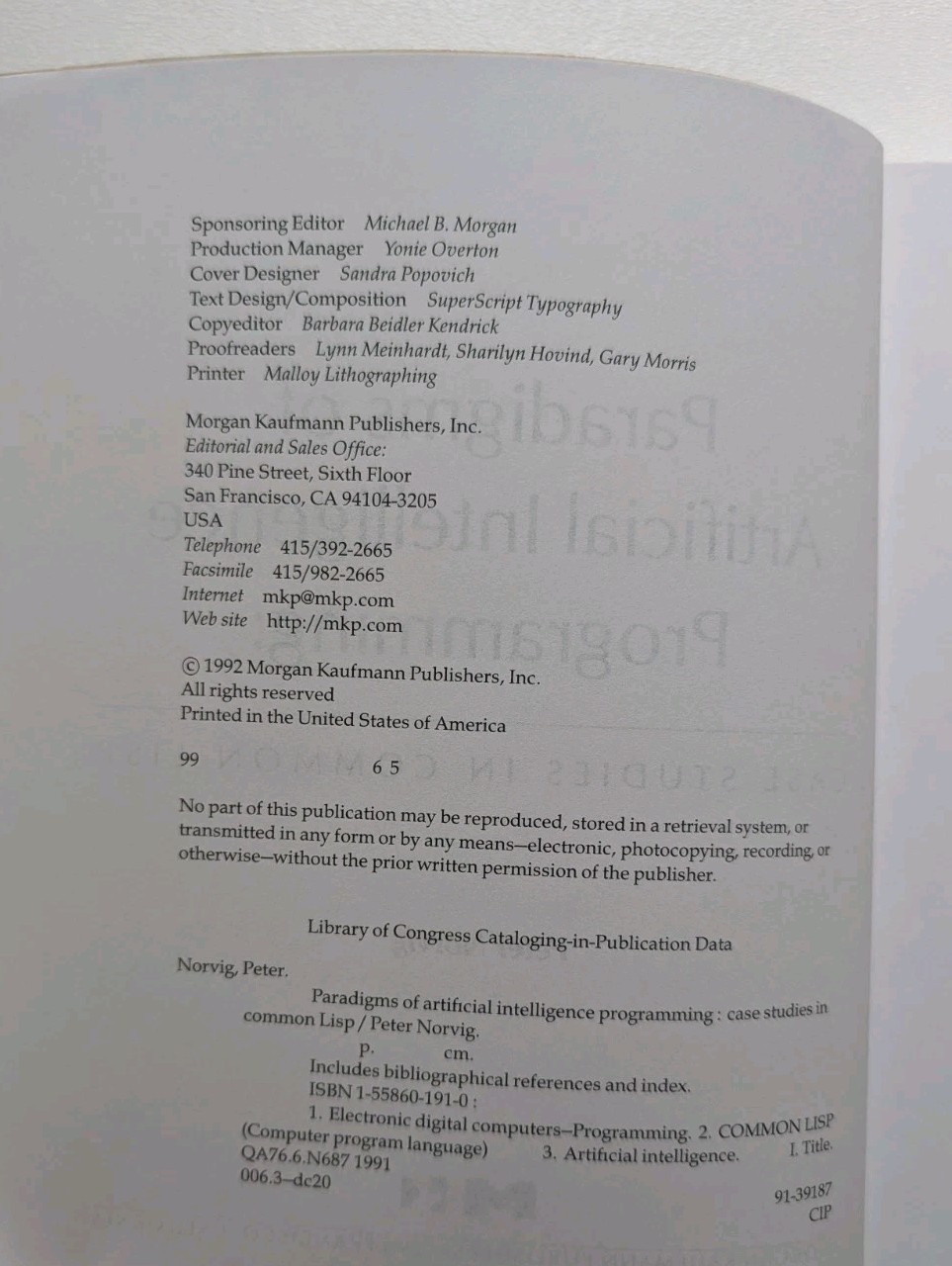 Paradigms of Artificial Intelligence Programming Common LISP Peter Norvig AI