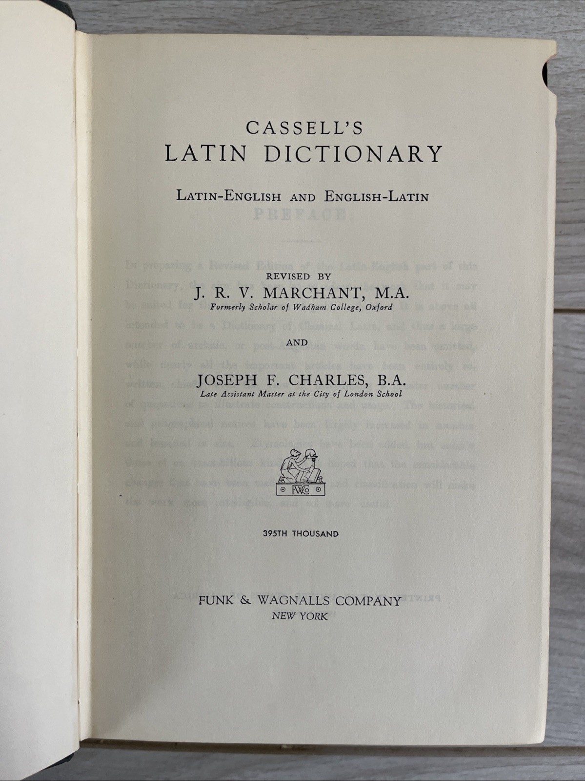 Vintage Cassell’s Latin-English and English-Latin Dictionary Funk & Wagnalls K1