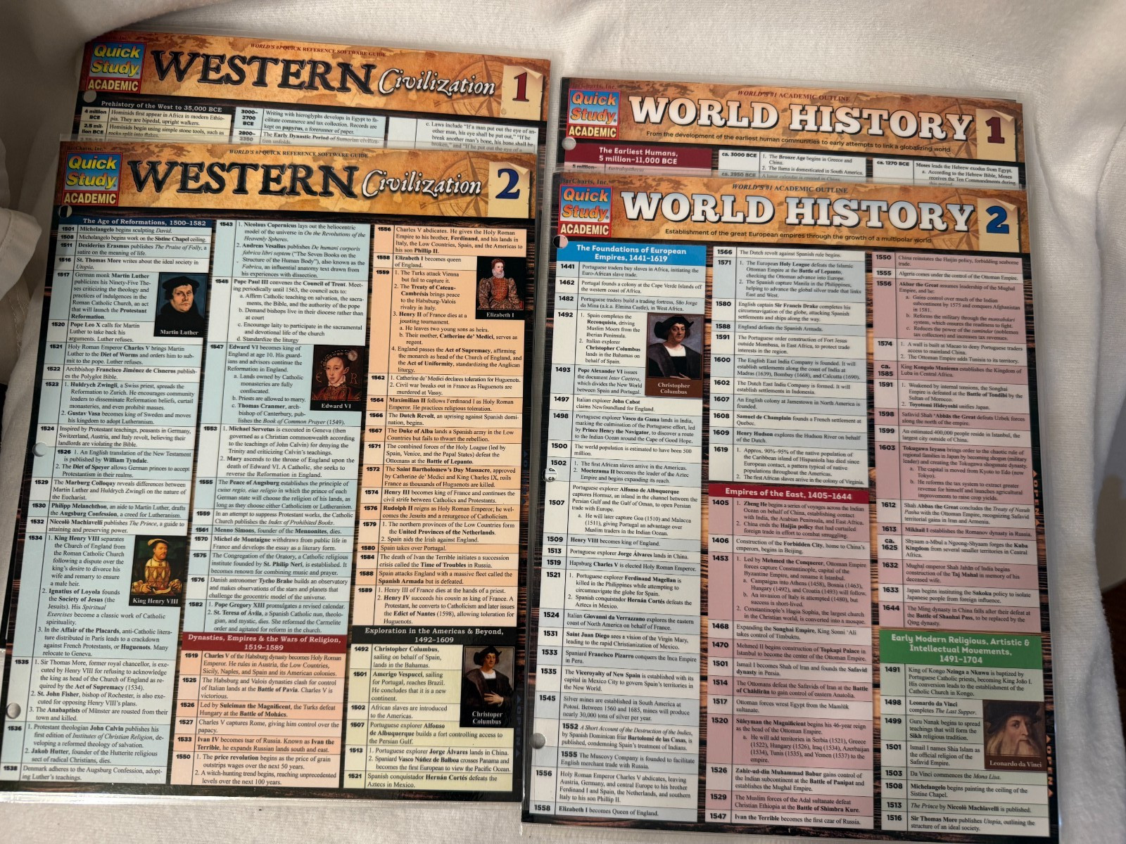 QuickStudy World History Western Civilization Timeline Study Guides Lot 4
