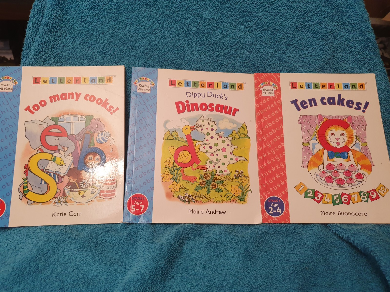 Letterland Reading At Home 3 books … Too Many Cooks, Ten Cakes, Dinosaur