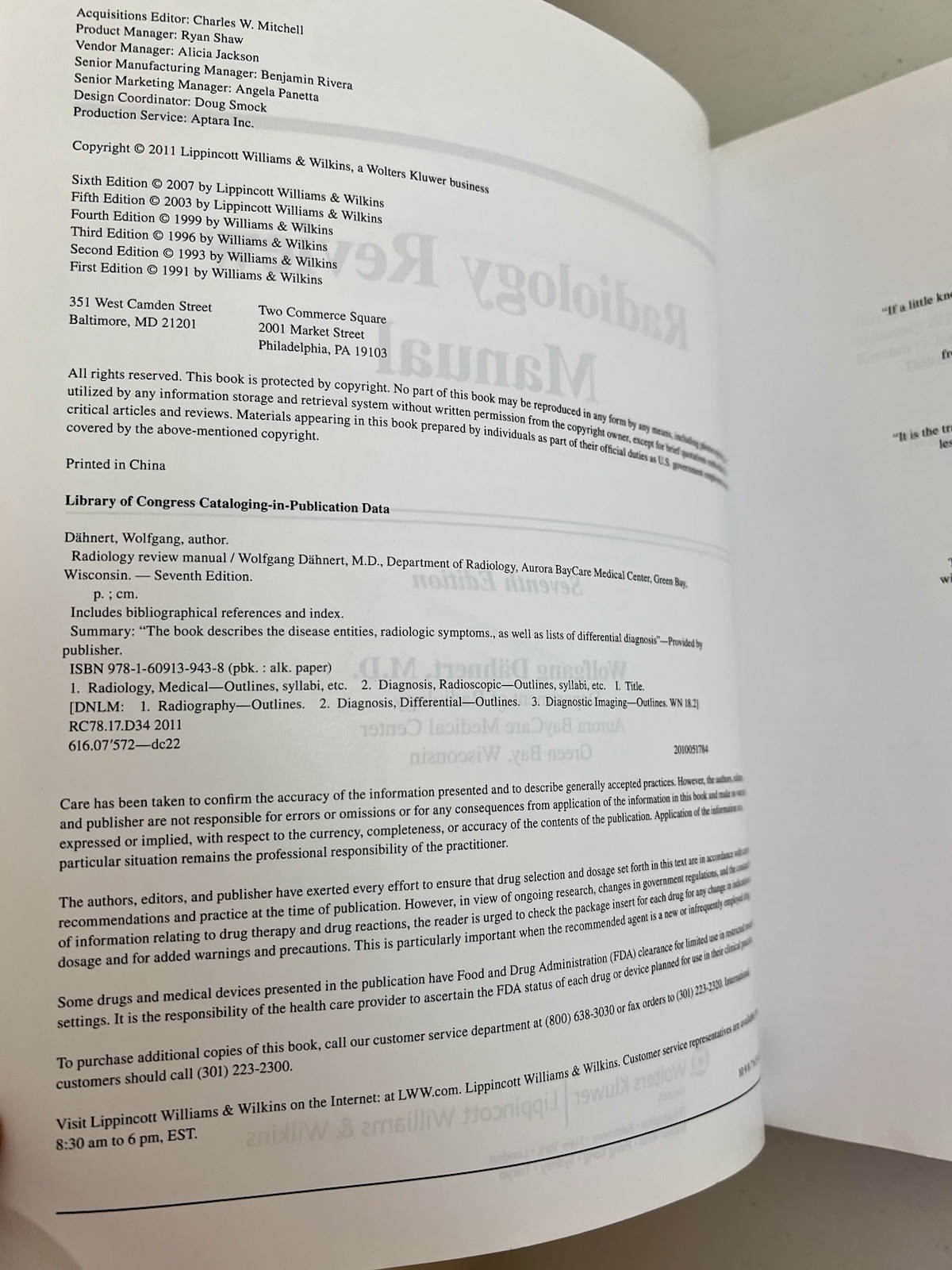 Radiology Review Manual by Wolfgang Dähnert (2011, Trade Paperback)