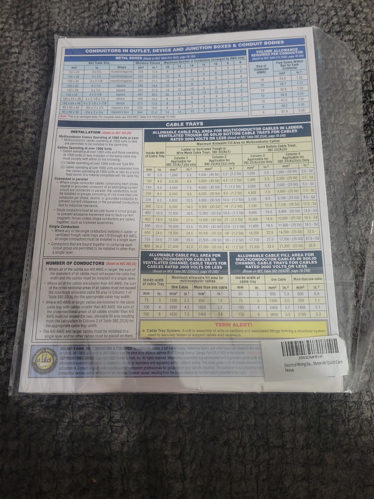 Electrical Wiring Methods & Materials Quick-Card Based ON the 2020 Nec