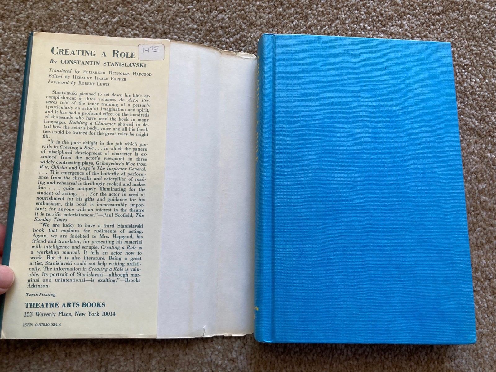 Creating a Role – Constantin Stanislavski – Hardcover 10th Printing 1983 Acting