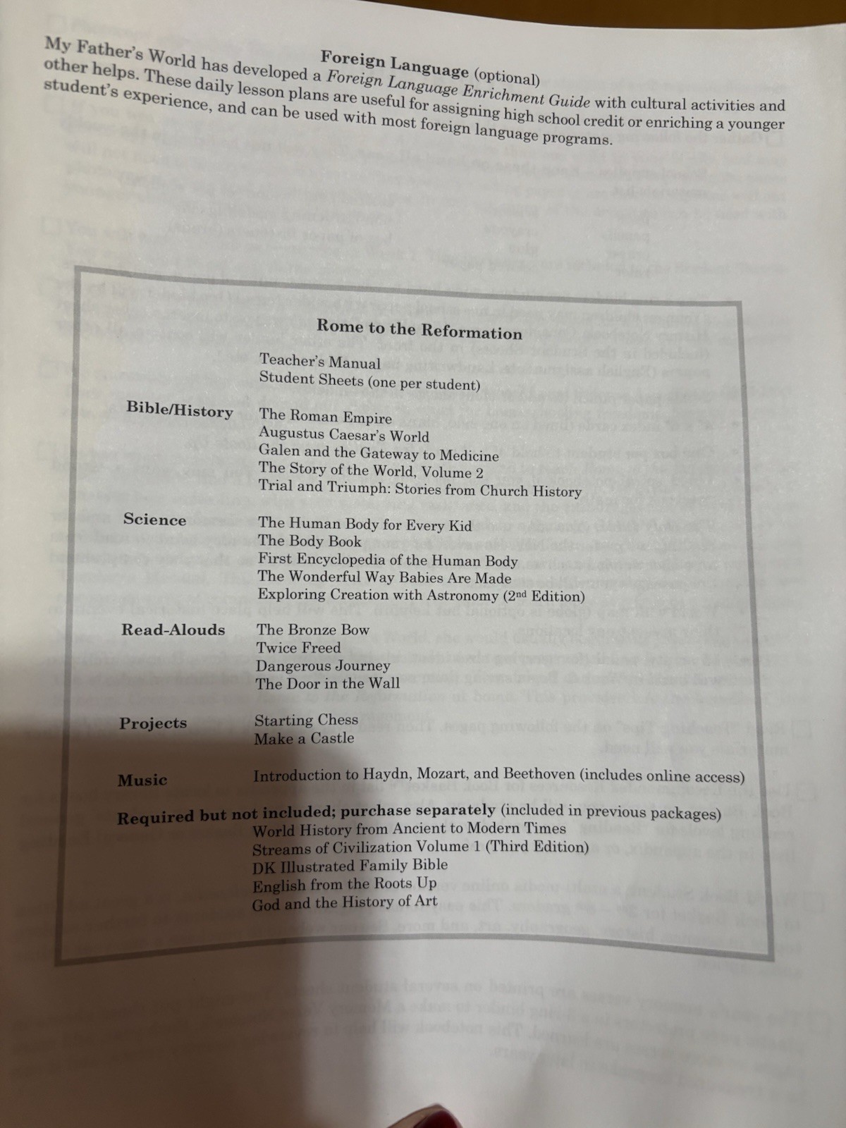 My Father’s World Rome to Reformation Curriculum Set History Science Lot Deluxe