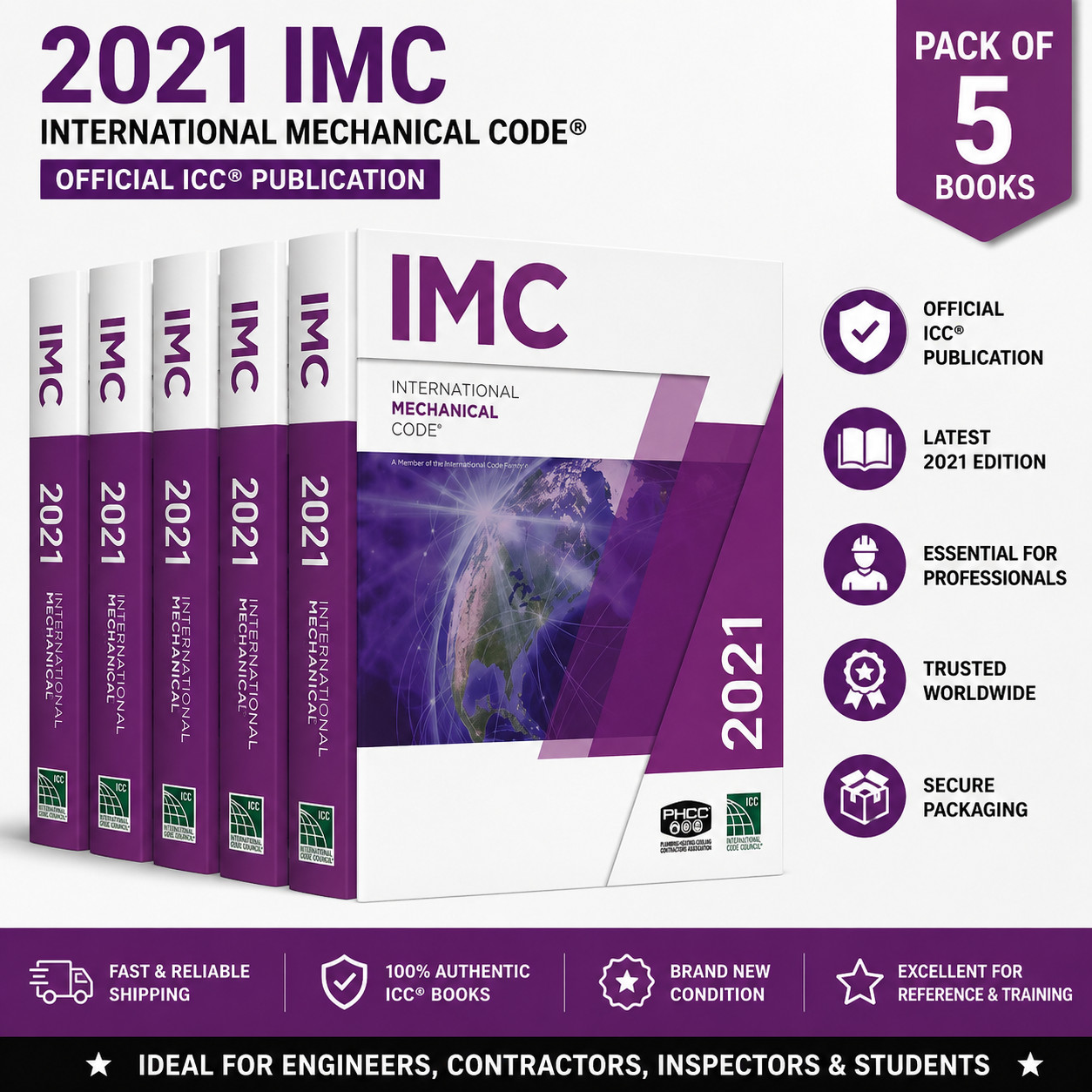 2021 International Mechanical Code IMC ICC Book Bundle Pack of 5 Brand New