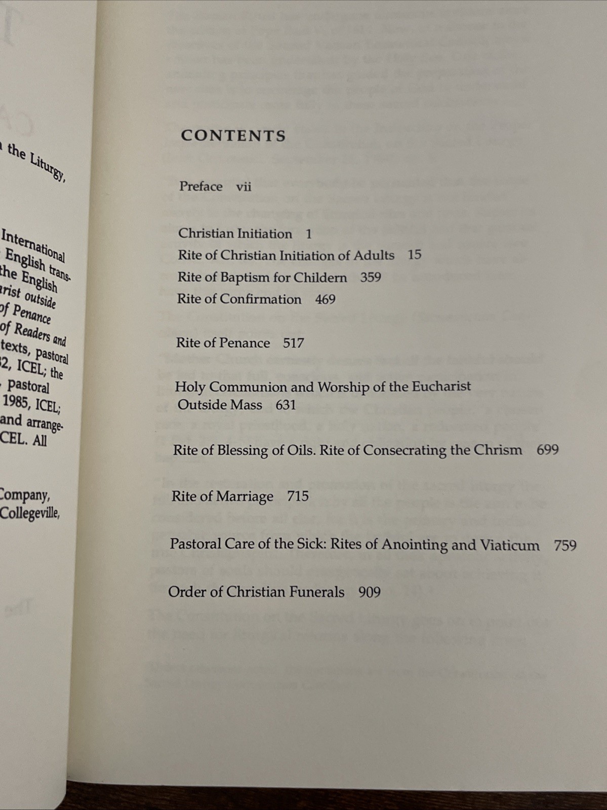 The Rites of the Catholic Church Volumes 1 & 2 Set 1990-1991 Paperback