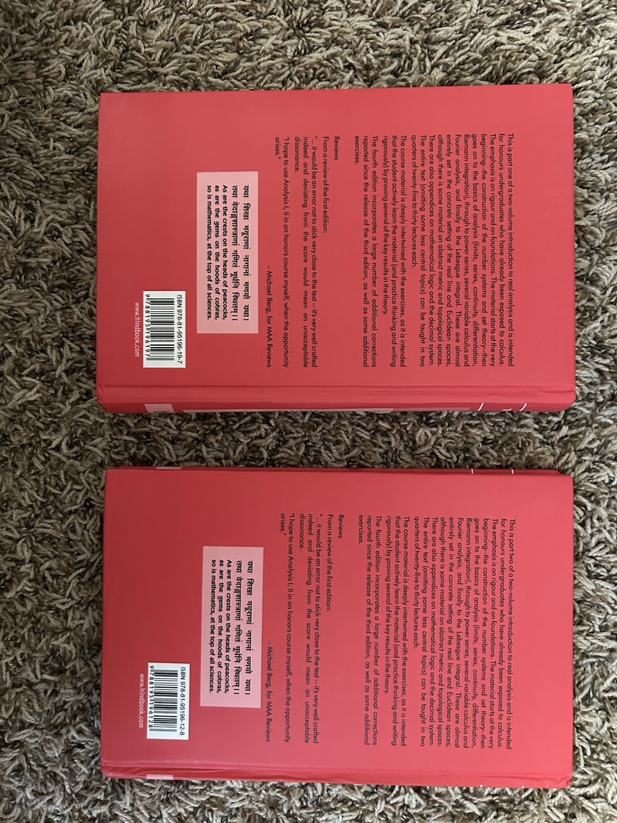 Analysis I &2 by Terence Tao, 4th Edition (Hardcover)