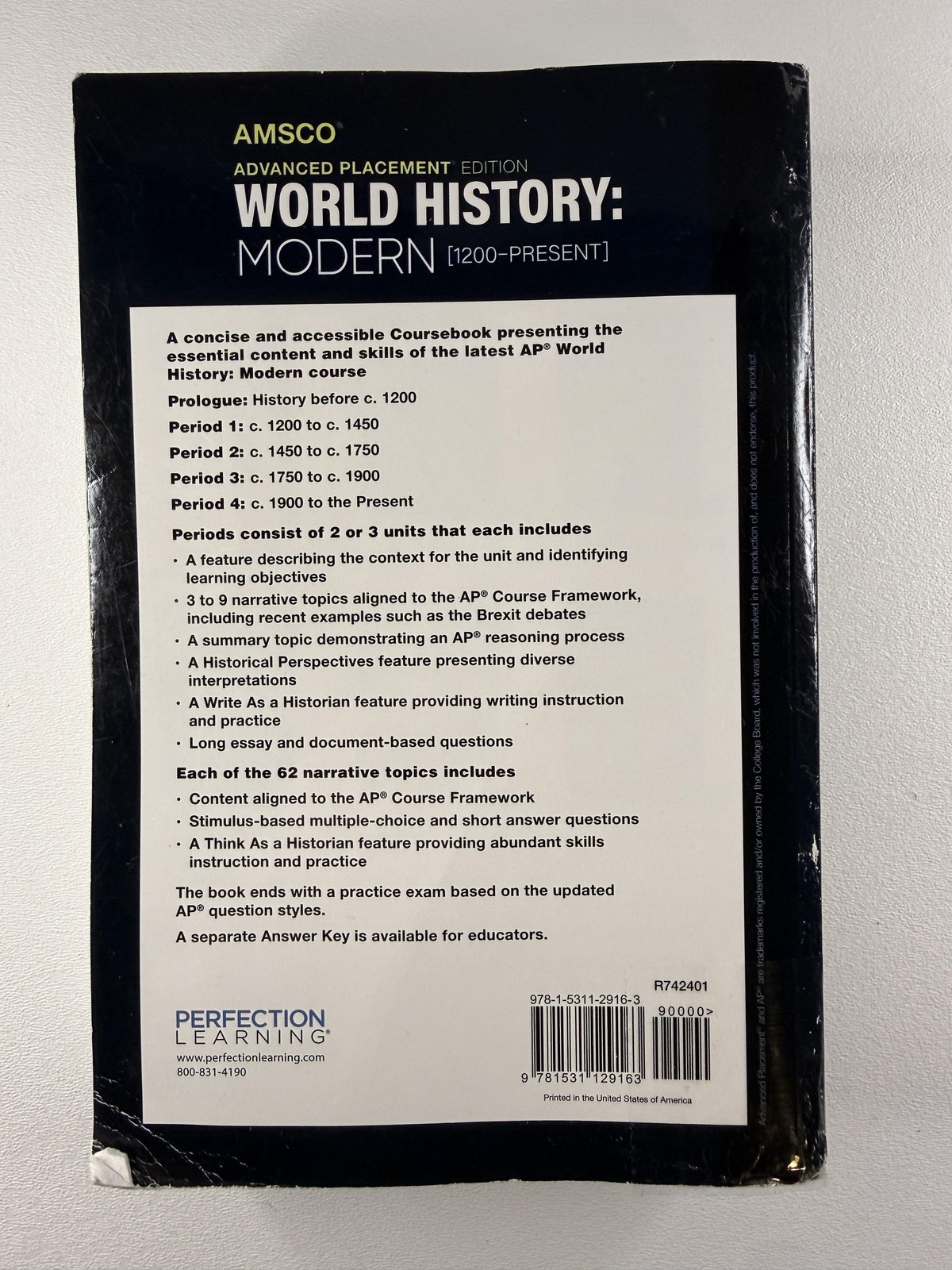 World History Modern 1200-Present AMSCO AP Perfection Learning PB 2022 Textbook