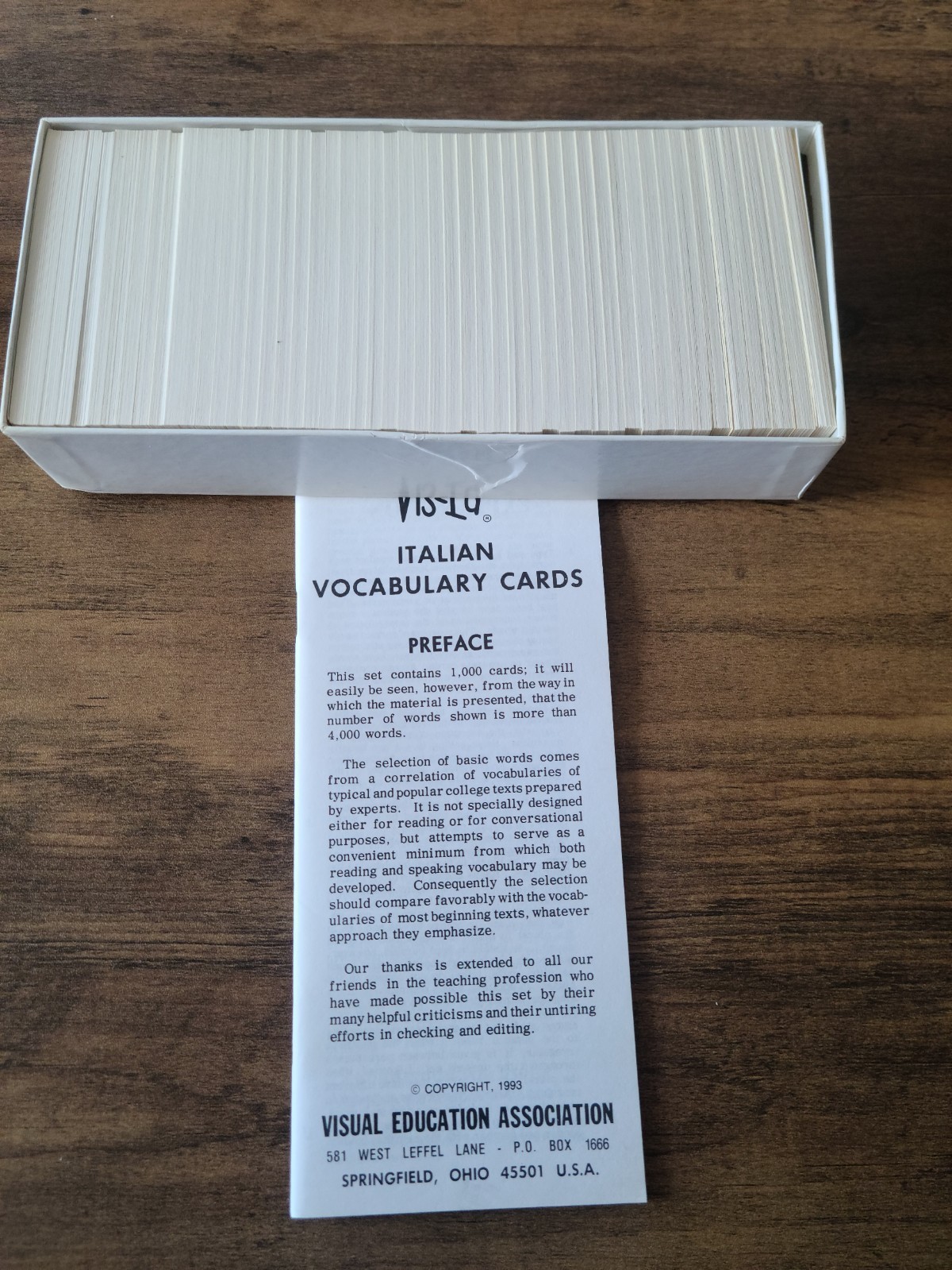 Vis Ed Italian Vocabulary Cards Academic Study Set Language Learning Flashcards
