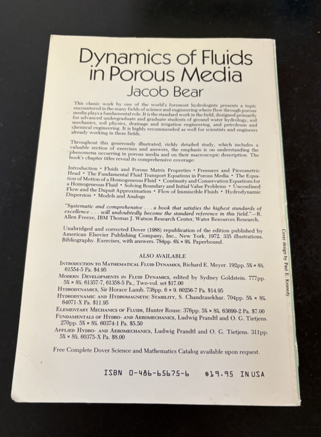 Dover Civil and Mechanical Engineering Ser.: Dynamics of Fluids in Porous Media