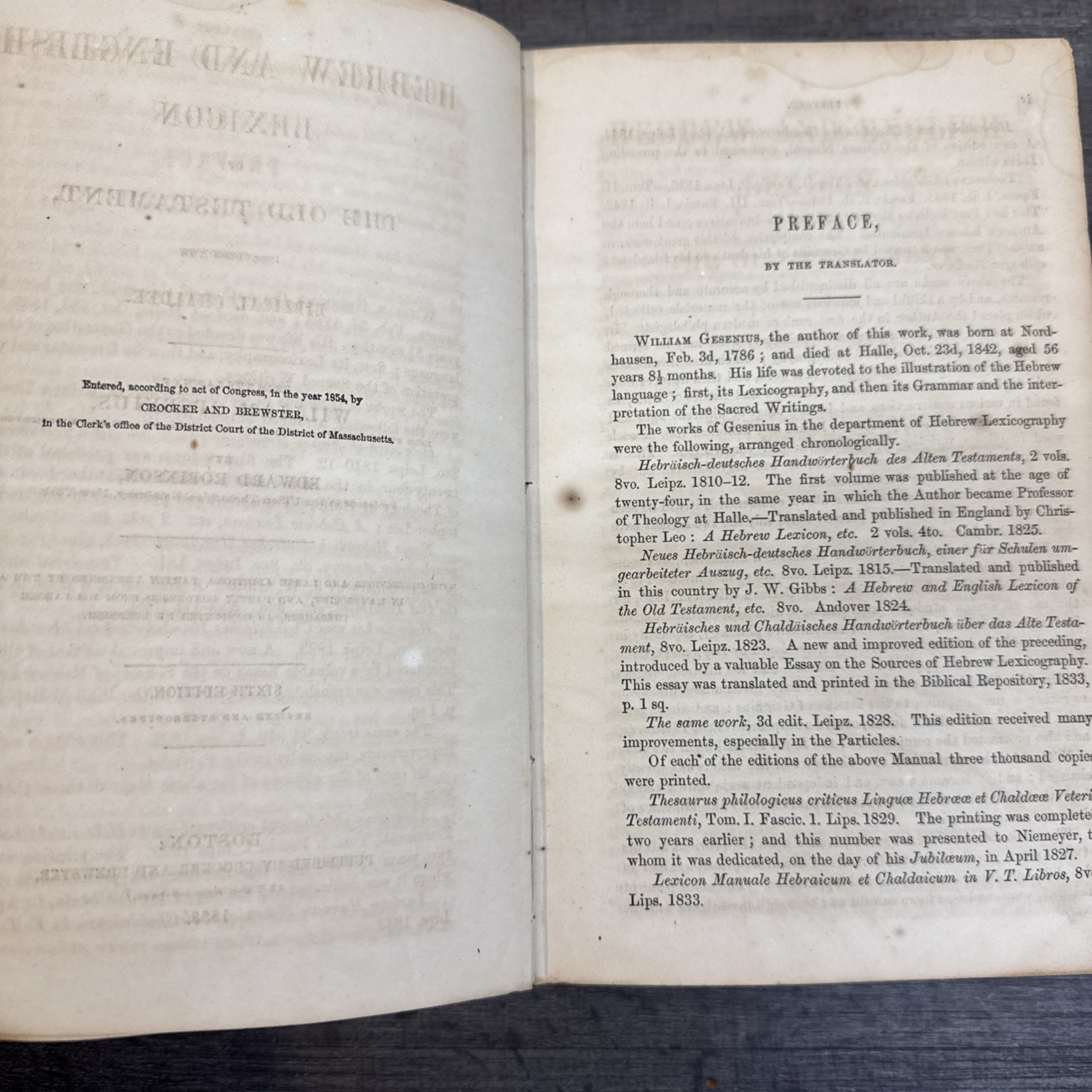 Rare Hebrew & English Lexicon of Old Testament Biblical Chaldee Edward Robinson