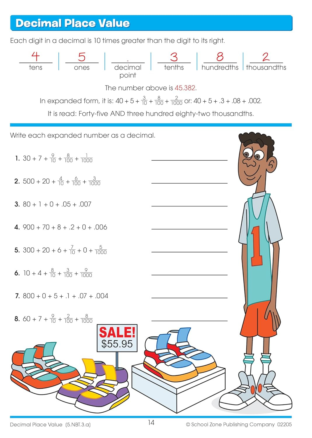 School Zone Math Basics 5 Workbook: 64 Pages, 5th Grade, Division, Order of Oper