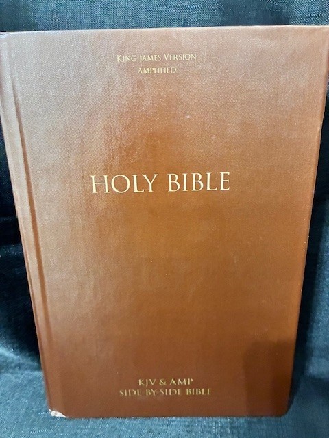 Holy Bible Hardback KJV and AMP Side by Side 1987 Large Print Brown