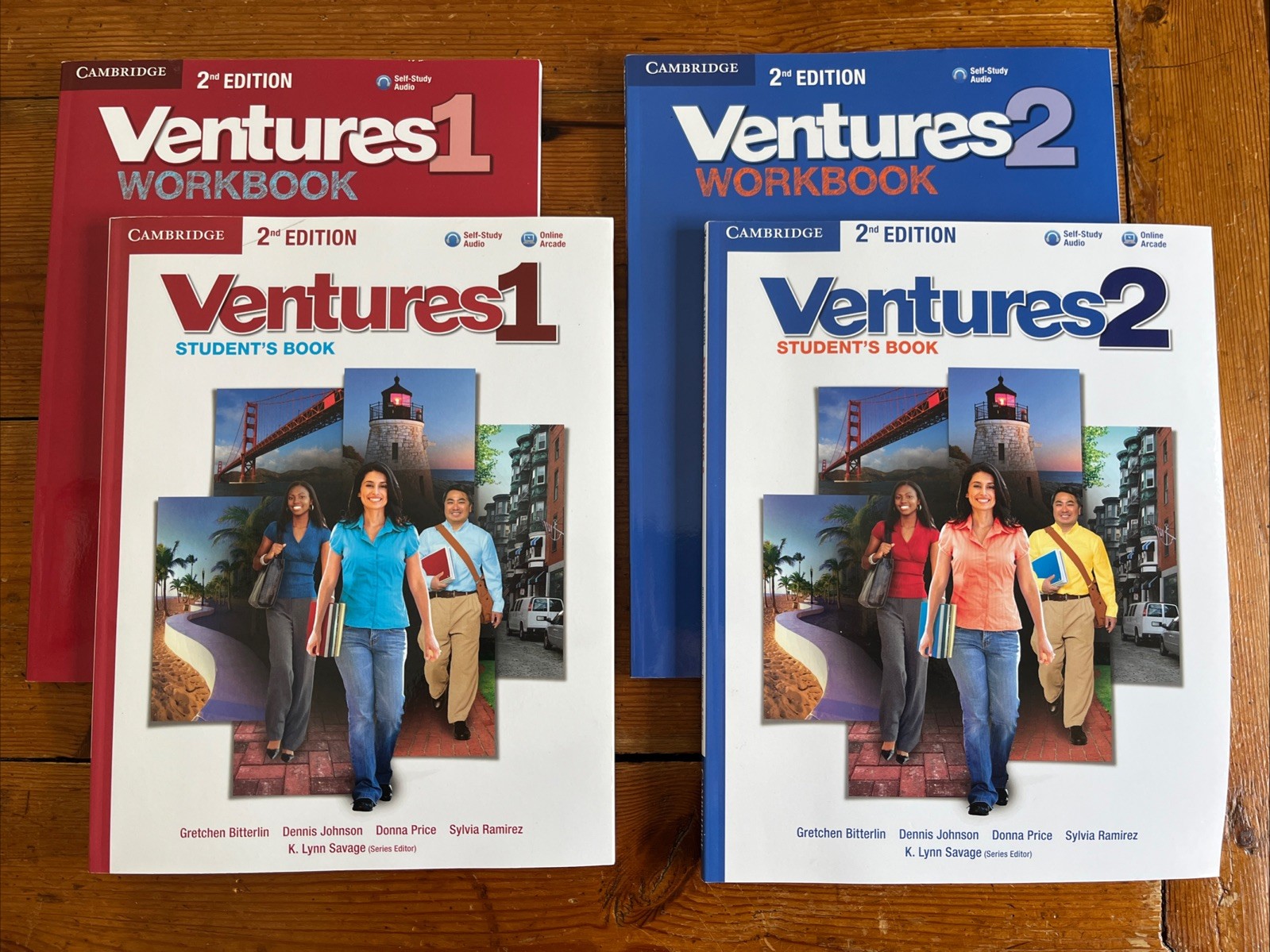 Lot of 4 Ventures Adult ESL Books – Levels 1 & 2 – Student + Workbook + CDs
