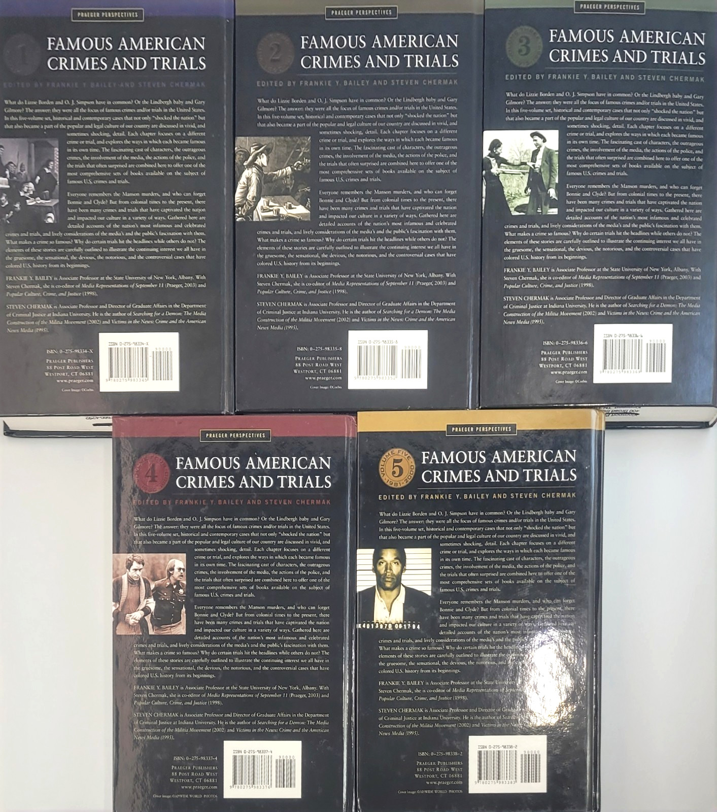 Famous American Crimes and Trials 5 Volume Set Criminology Textbook Law Books