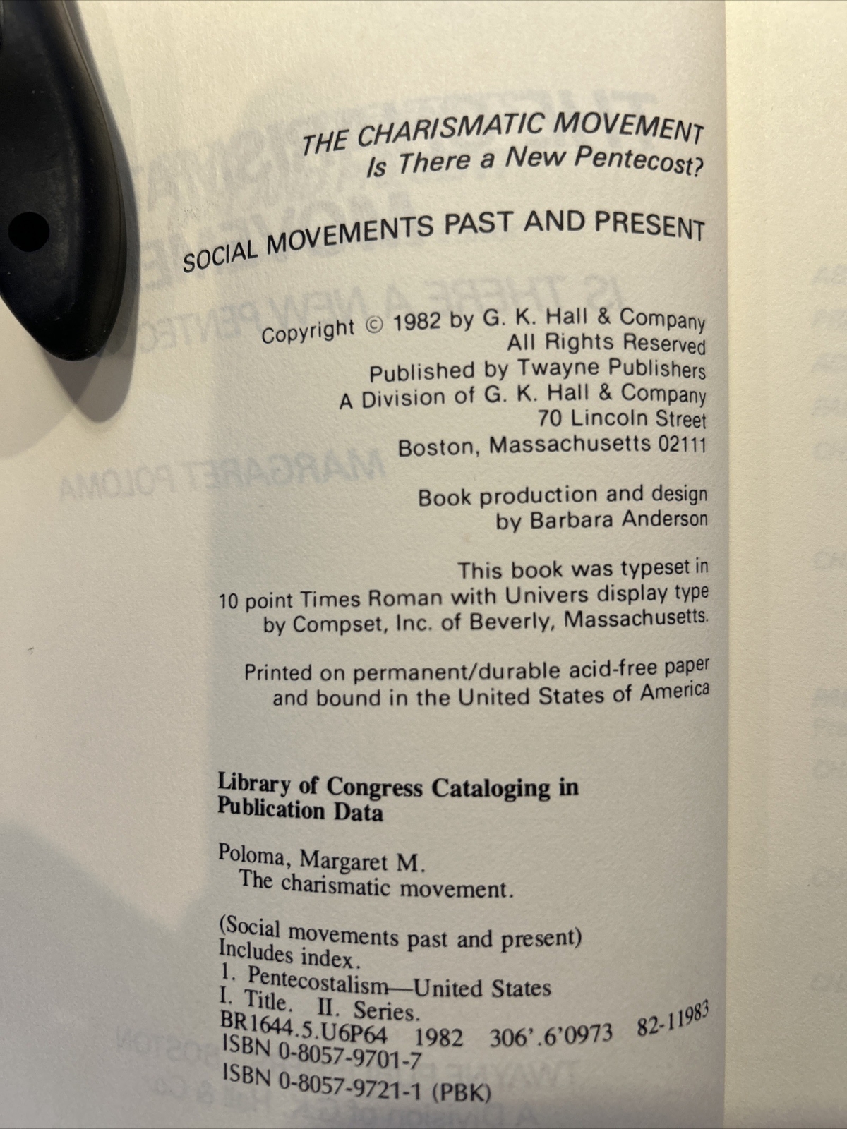 The Charismatic Movement – Margaret Poloma – 1982 – 284 pages – New Pentecost?