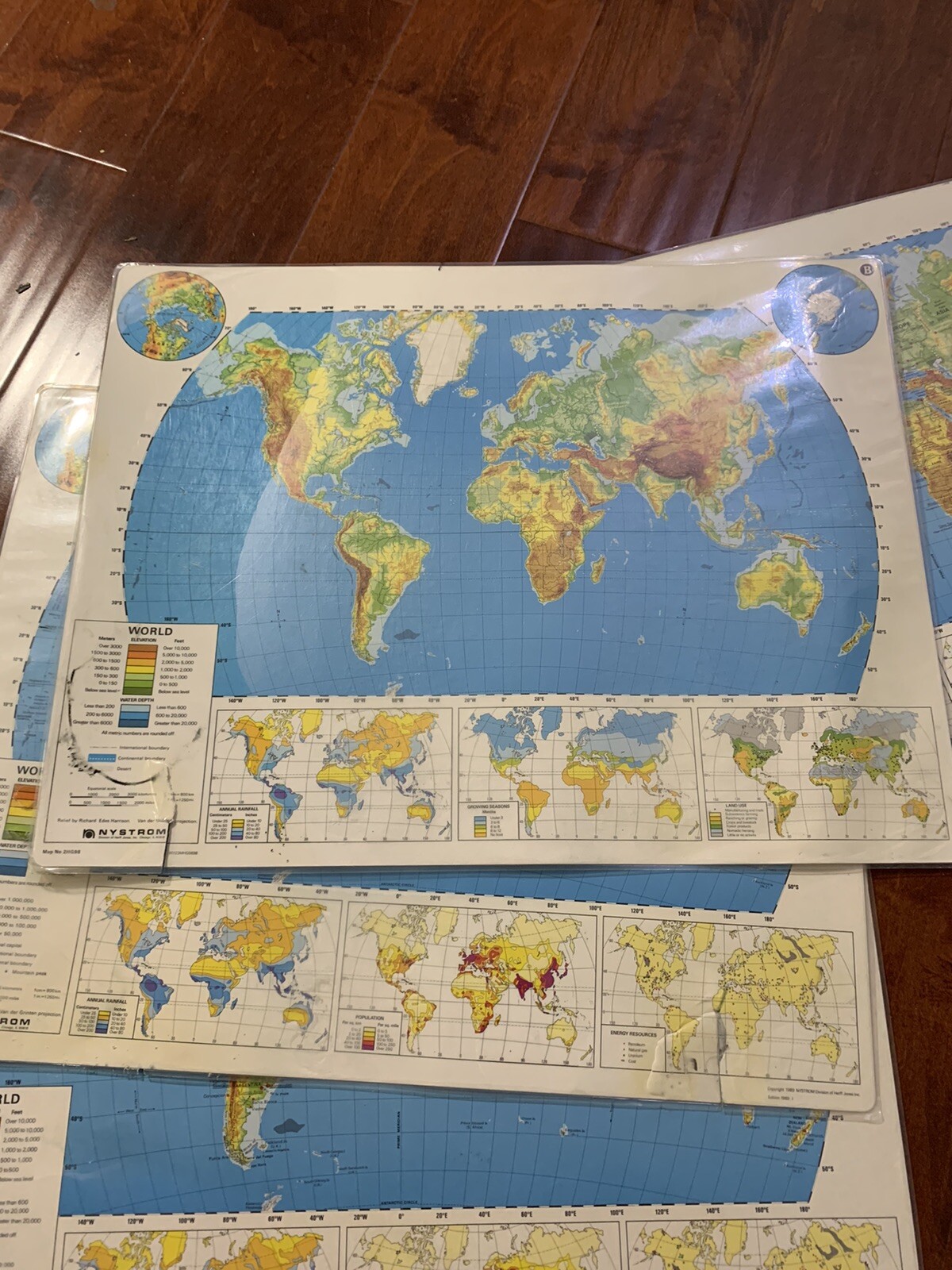 Vtg Mapping World History World NYSTROM Double Side Map # 2HG98 Laminated 17×22”