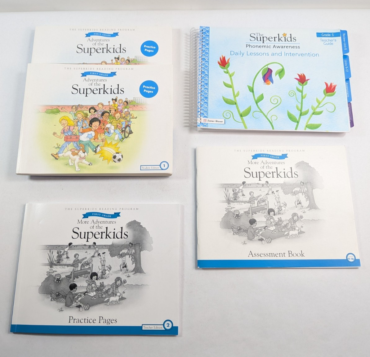 Lot of 5 More Adventures of the Superkids Grade 1 Workbooks Teacher Editions