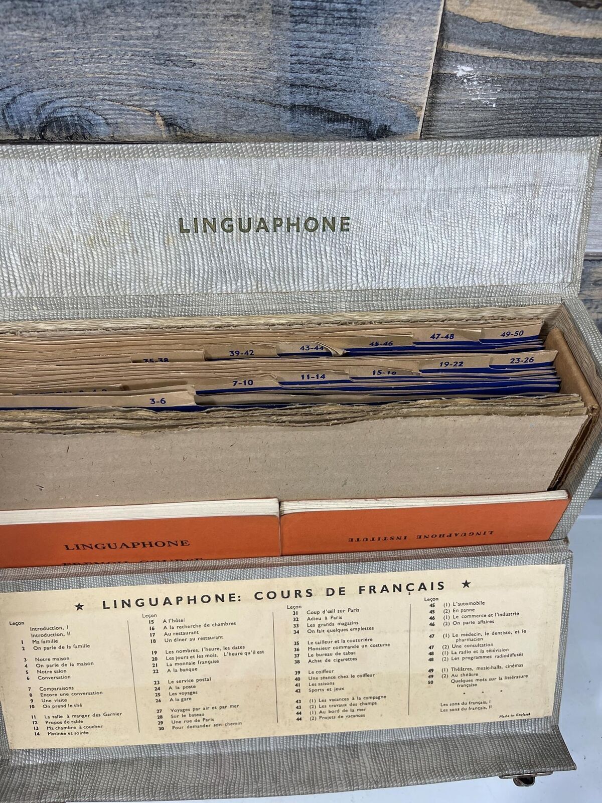 Vintage Linguaphone French Audio Teaching Course with 45 RPM LP Records and Case