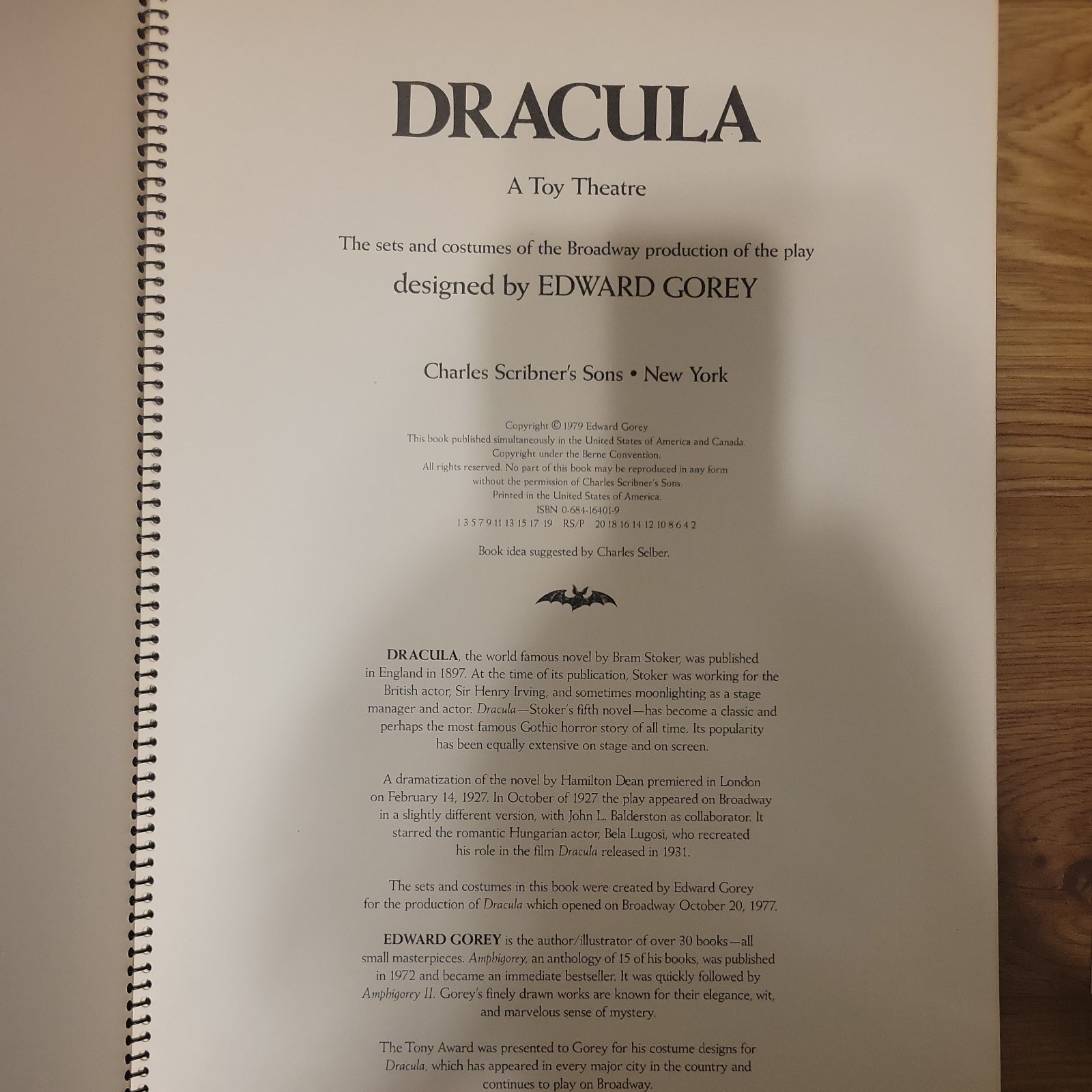 Edward Gorey Dracula Toy Theatre First Edition Broadway Sets Costumes Spiral