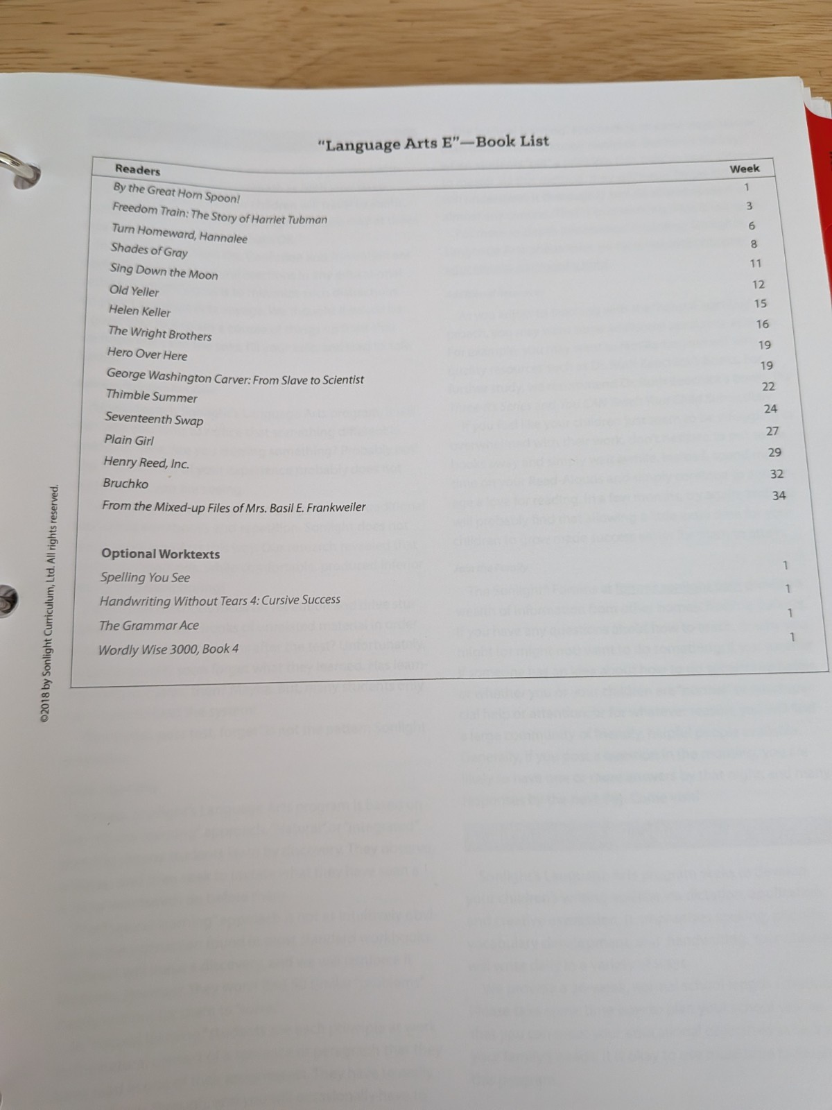 Sonlight Language Arts E 4-Day Curriculum Some Readers Homeschool Grades 4-7
