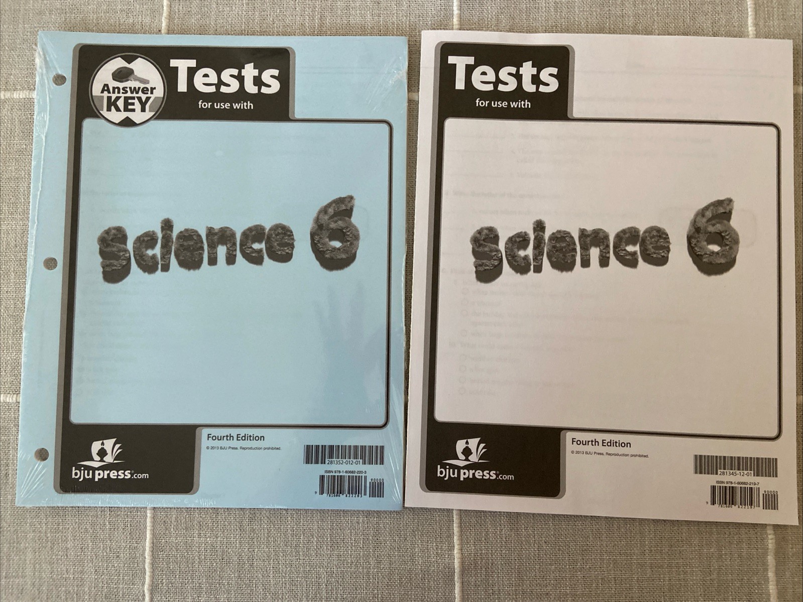 NEW BJU 6th grade SCIENCE 6 STUDENT ASSESSMENTS + TESTS KEY 281345 281352 4th ed