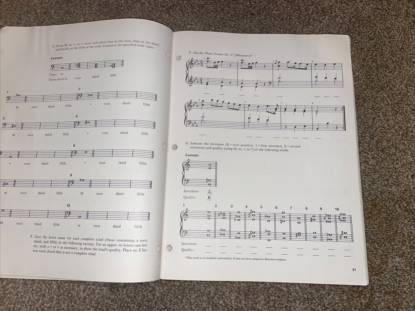 The Elements Of Music Workbook Vol. 1. By Ralph Turek Alfred A. Knopf Inc.