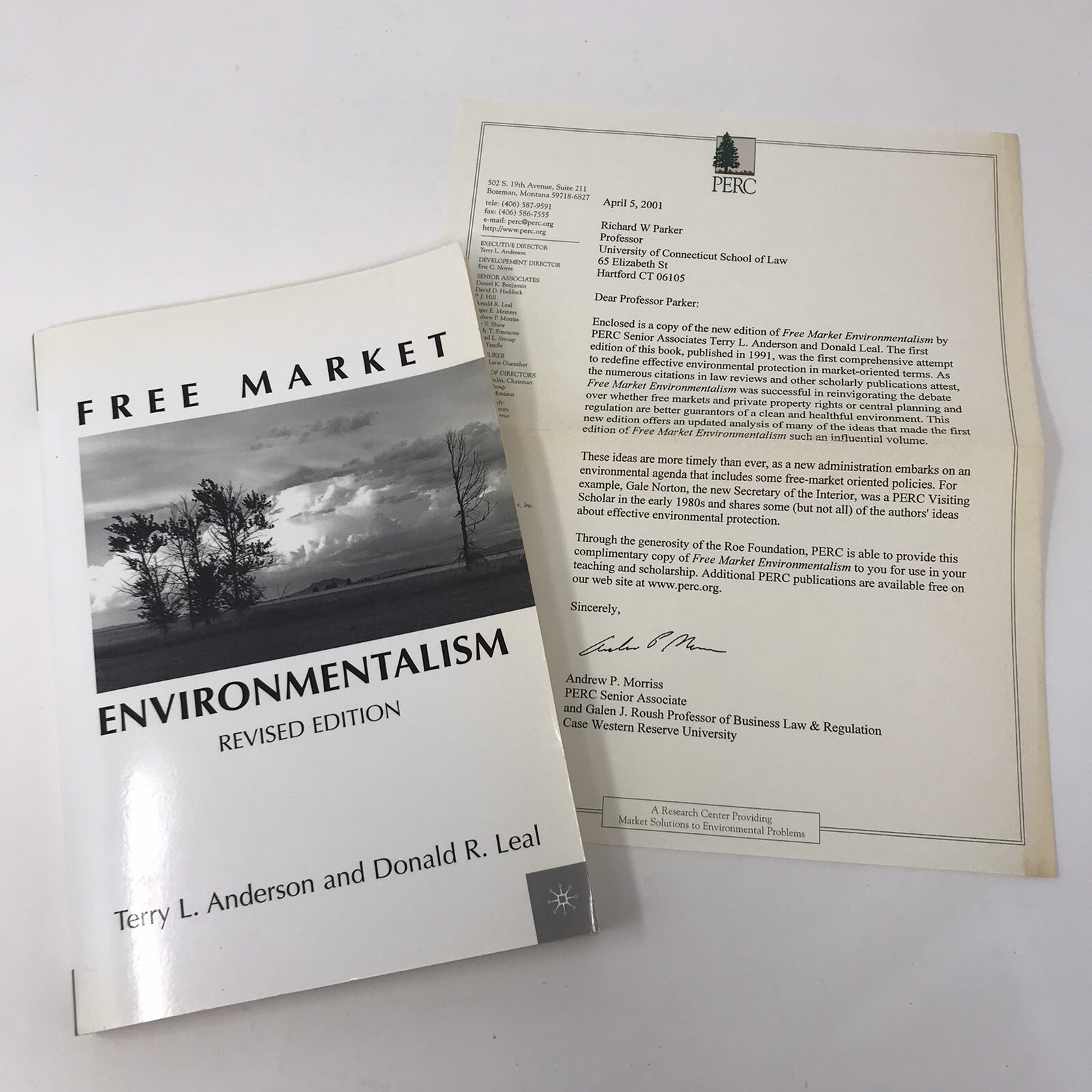 Free Market Environmentalism by Donald R Leal Terry L Anderson with PERC Letter