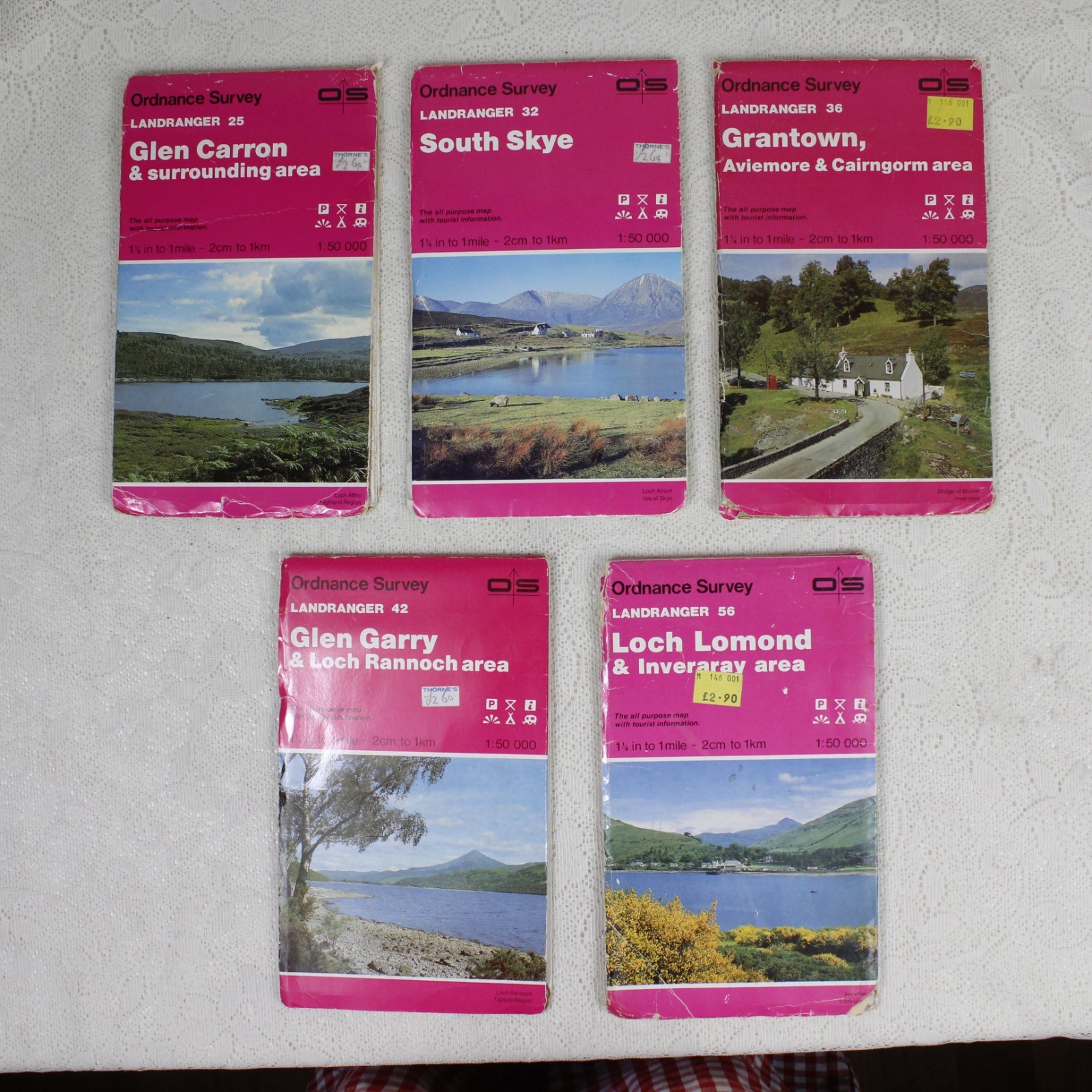 Vintage Tourist Maps Bundle United Kingdom Ordnance Survey Scotland England