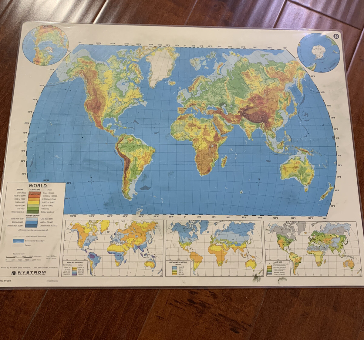 Vtg Mapping World History World NYSTROM Double Side Map # 2HG98 Laminated 17×22”