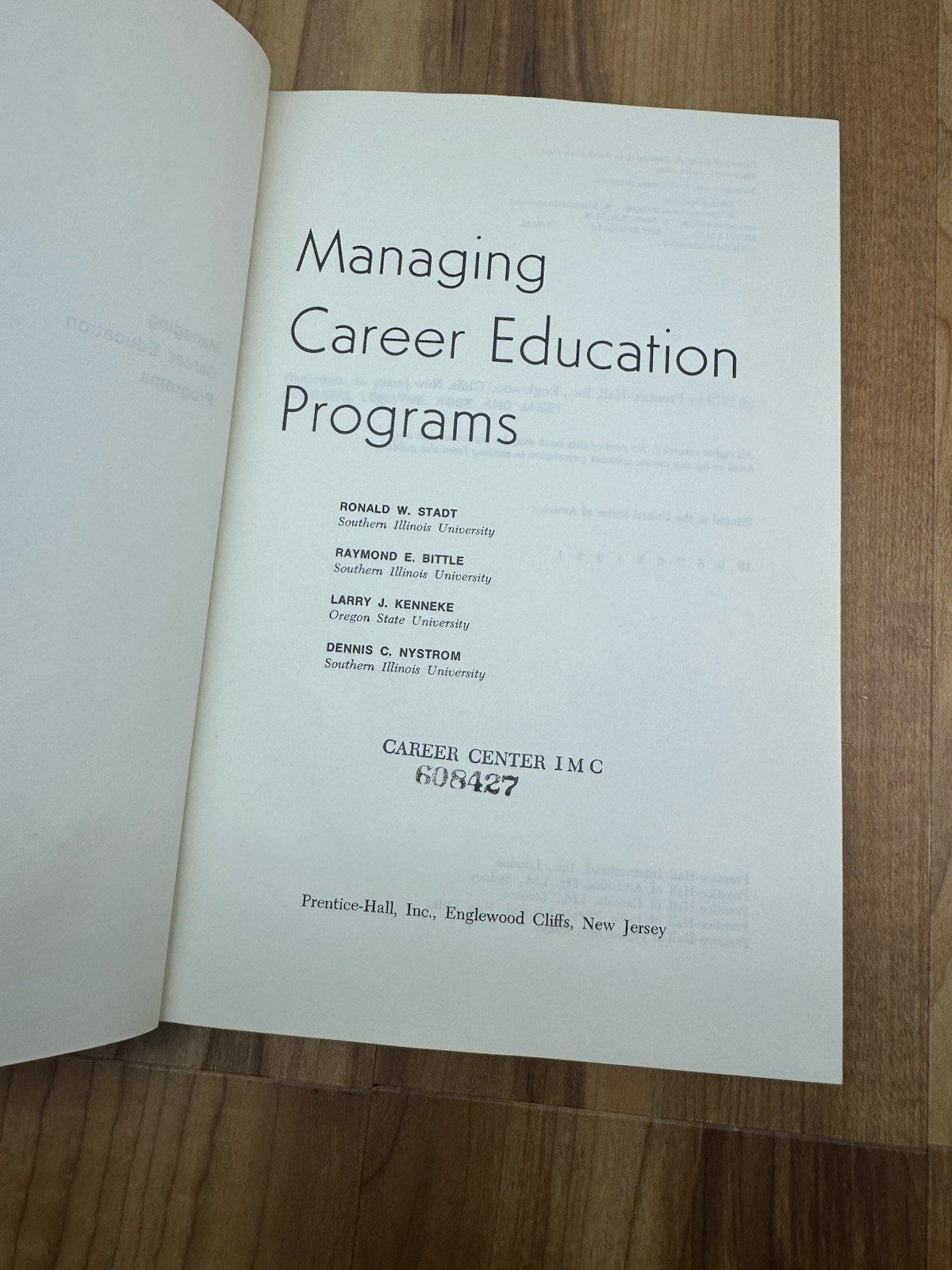 Managing Career Education Programs 1973 HC W/ DJ Stadt•Bittle•Kenneke•Nystrom