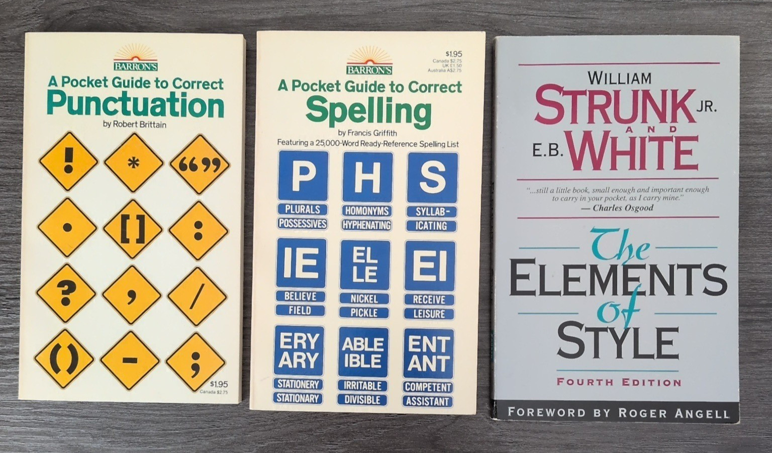 VTG Writers Barron’s Pocket Guide Set Punctuation & Spelling + Elements of Style