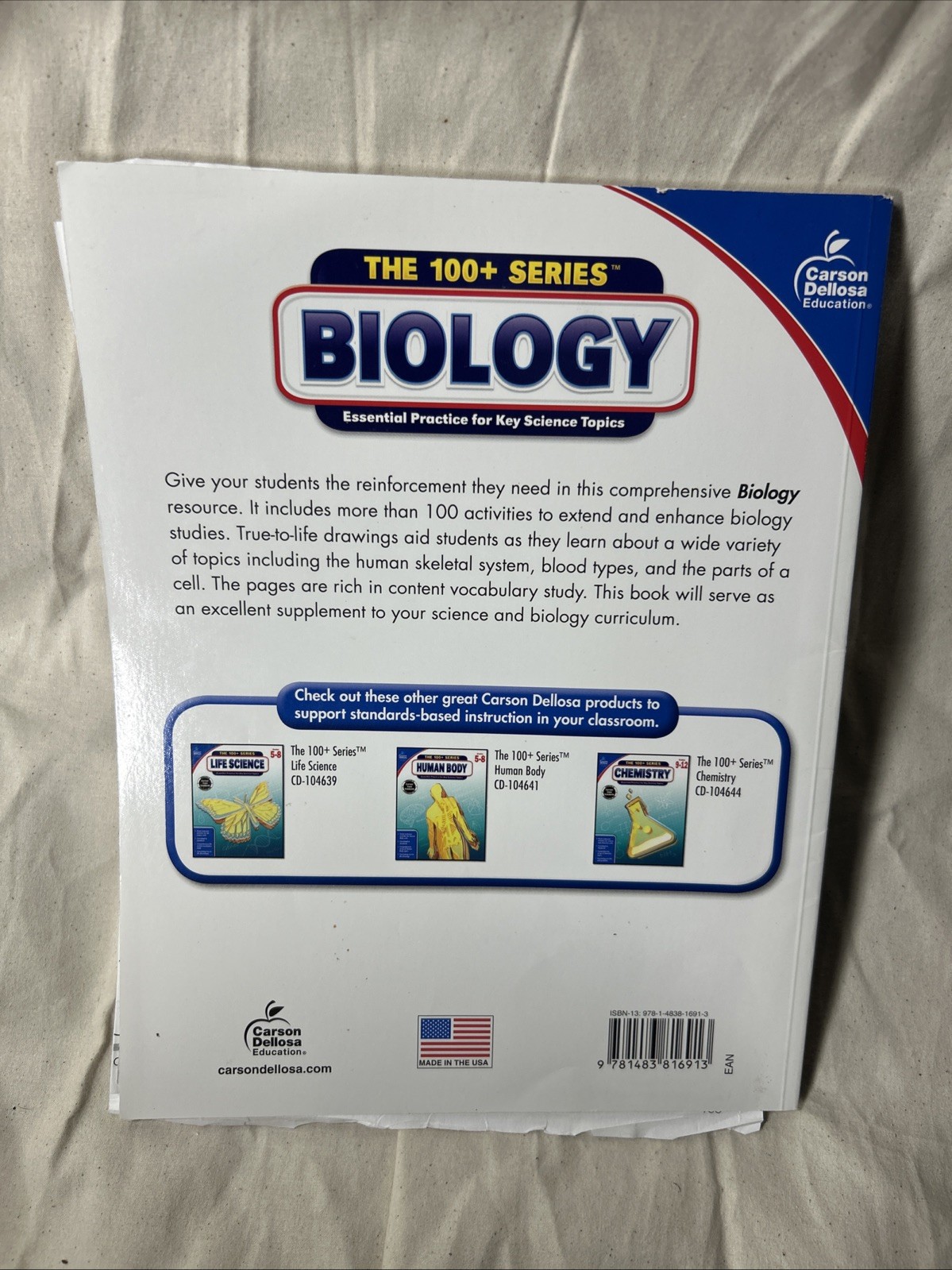 The 100+ Series (Tm) Ser.: Biology by Carson Dellosa Education (2015, Trade…