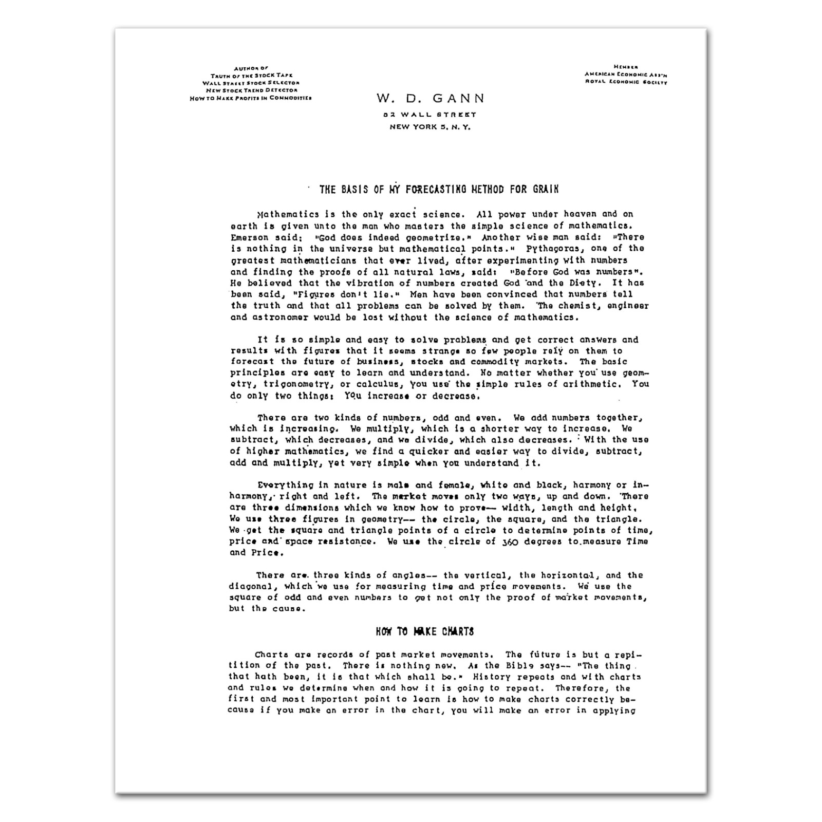 (1931 – 1956) A Course of Instruction on Grains by W.D. Gann – RARE Wall Street