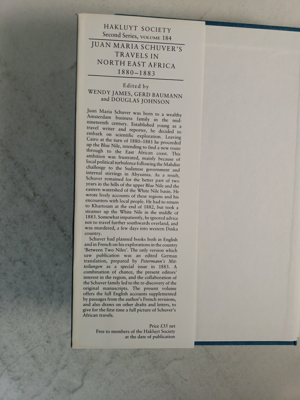 Hakluyt Society Juan Maria Schuver’s Travels in North East Africa 1880-1883