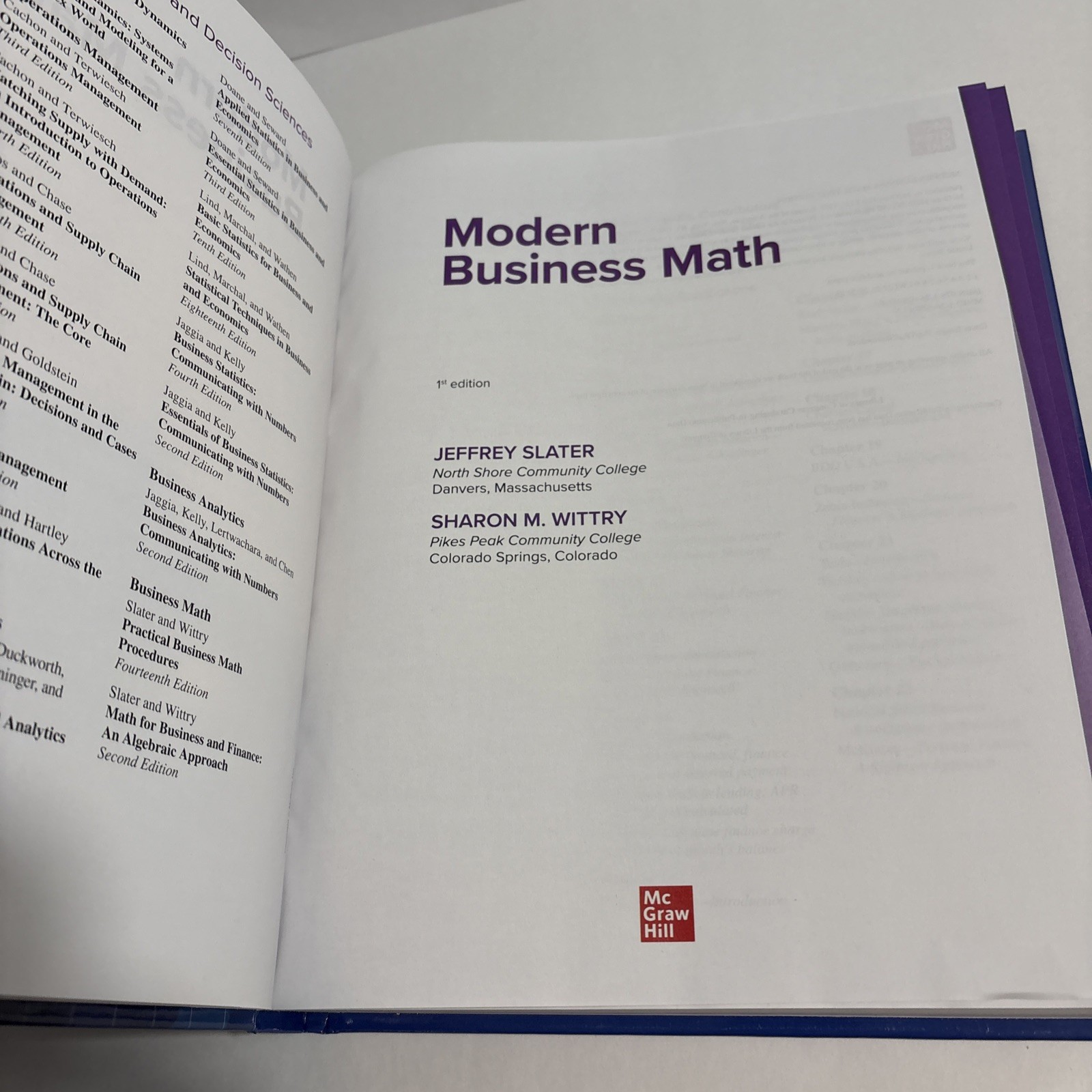 Modern Business Math Student 1st Edition Hardcover, by Slater