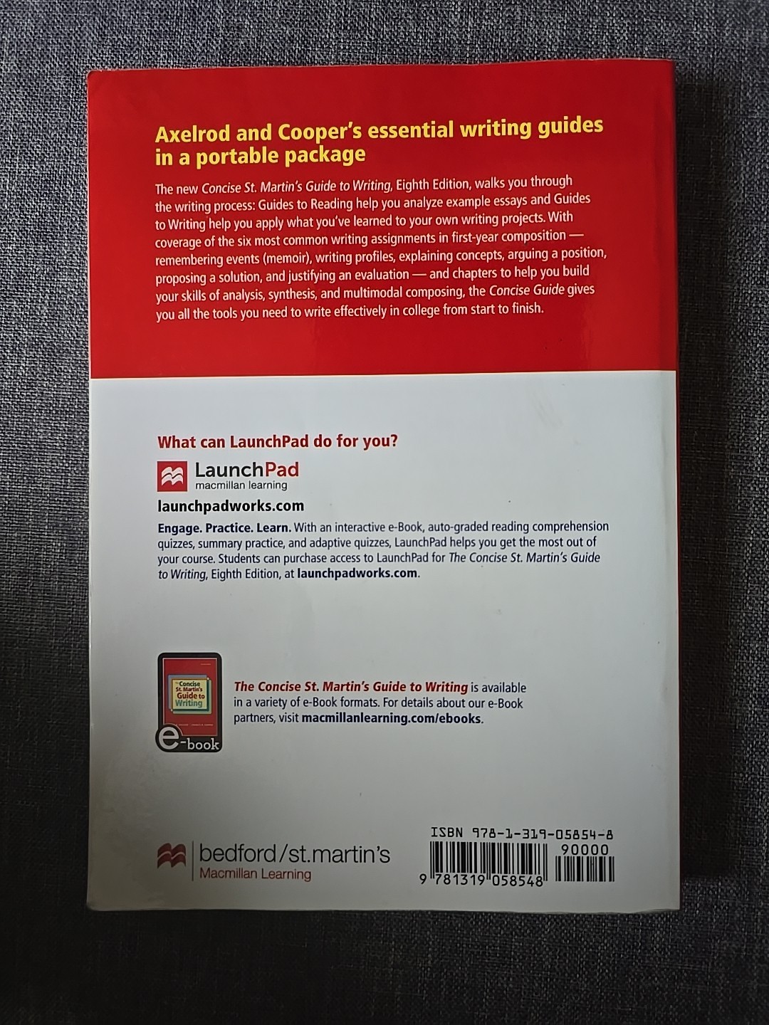 The Concise St. Martin’s Guide to Writing, Paperback, 8th Edition.