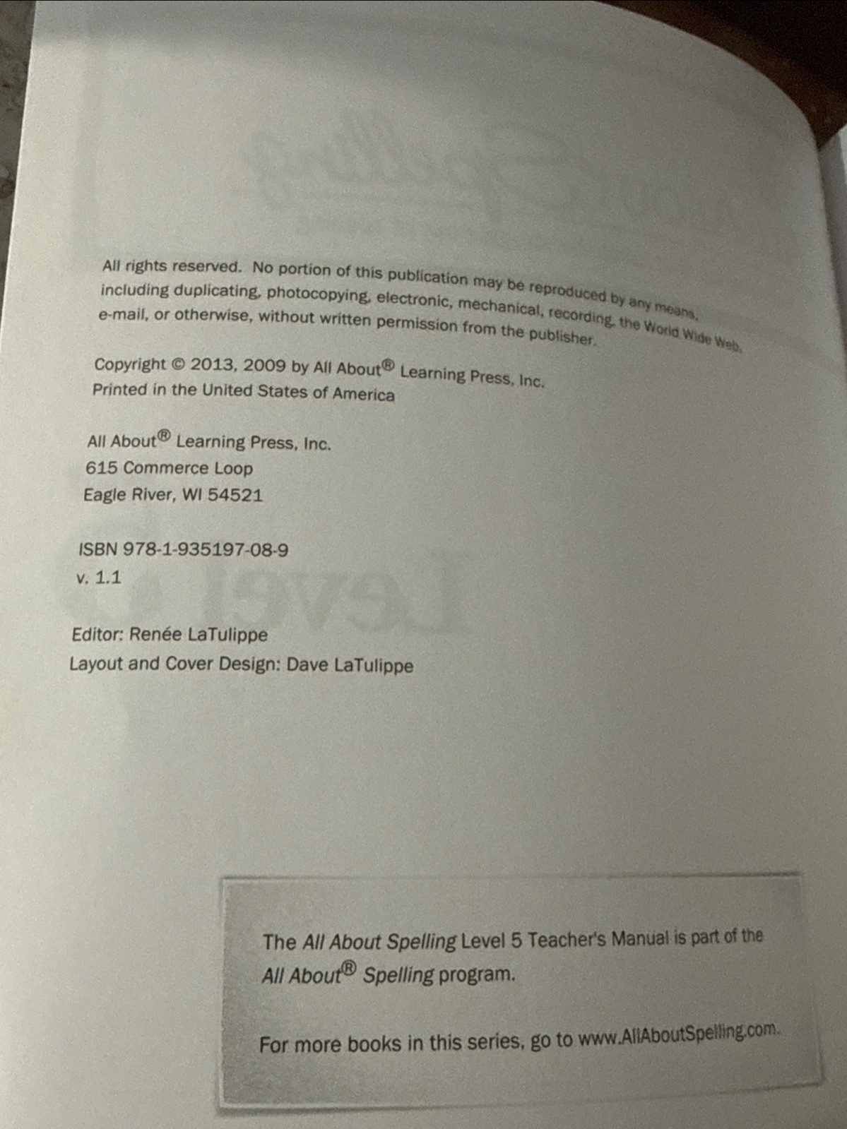 All About Spelling Level 5 Teachers Manual by Marie Rippel