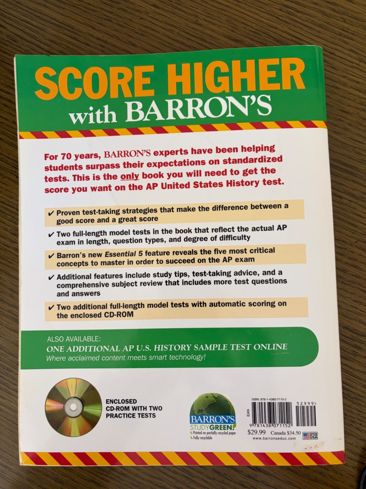 Barron’s AP United States History with CD-ROM Paperback Eugene V.