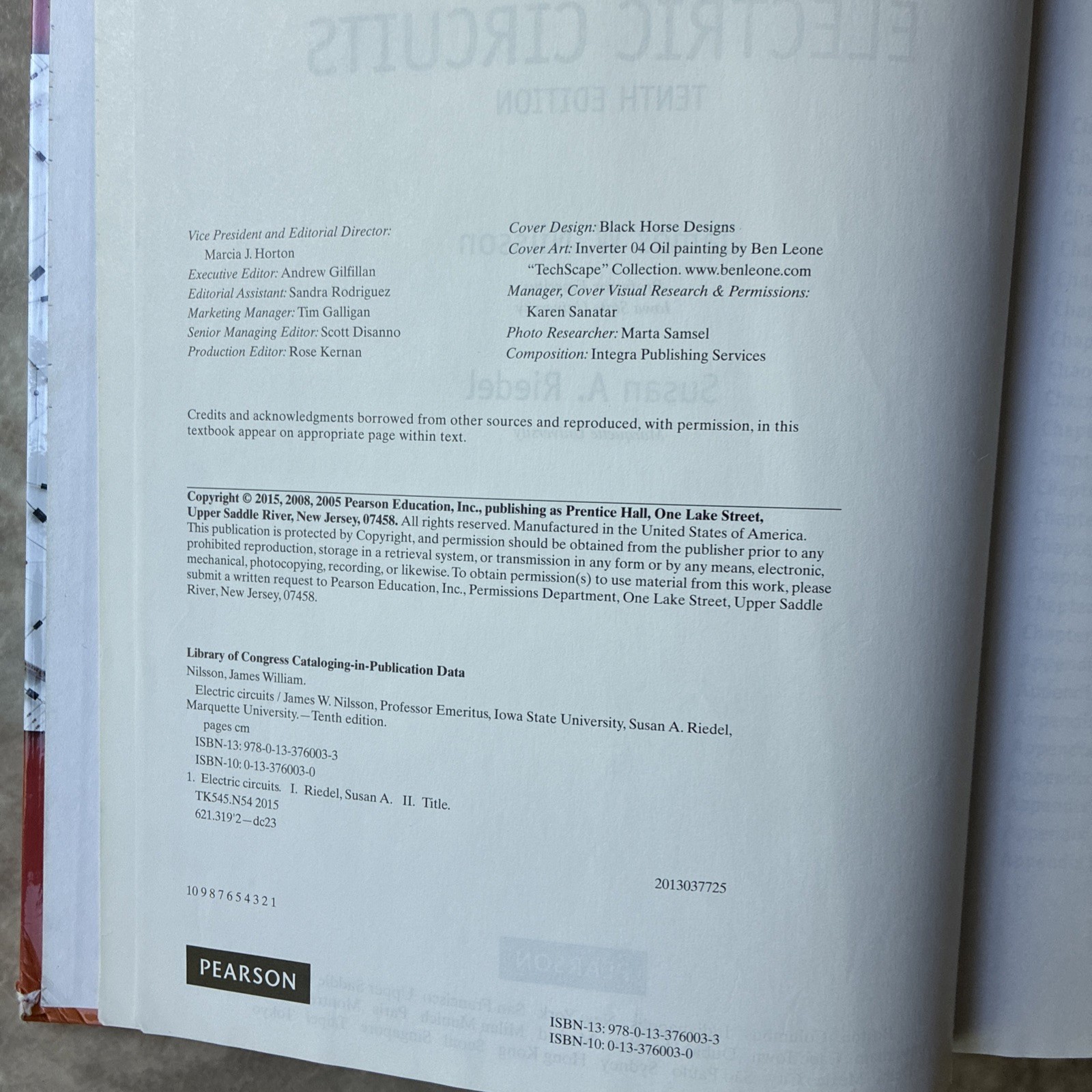 Electric Circuits by Nilsson and Riedel 2015, Hrdbk 10th Edition Near Fine P1