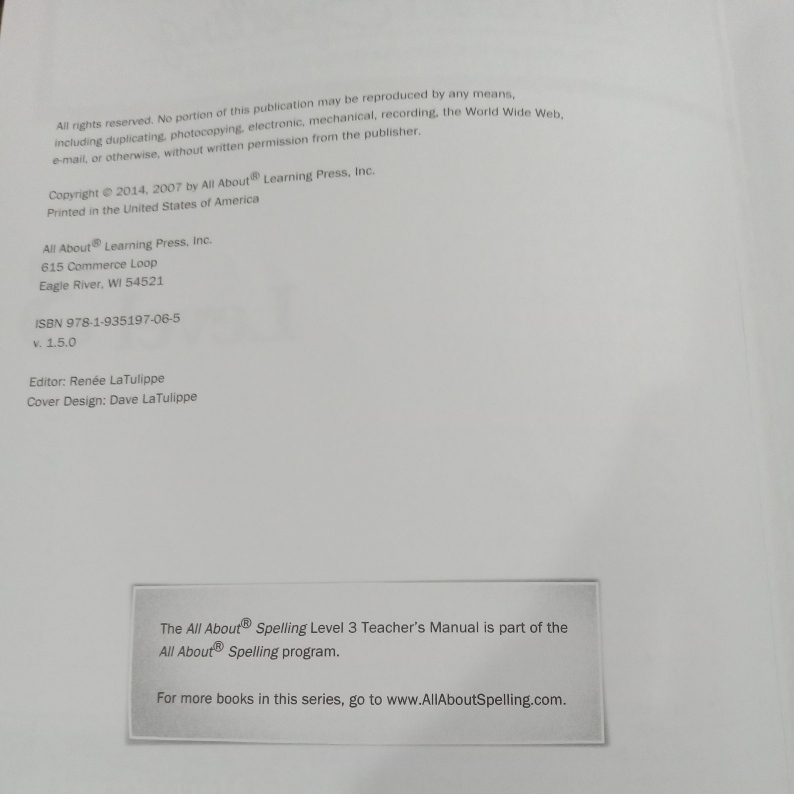 All About Spelling Level 3 Teacher’s Manual by Marie Rippel