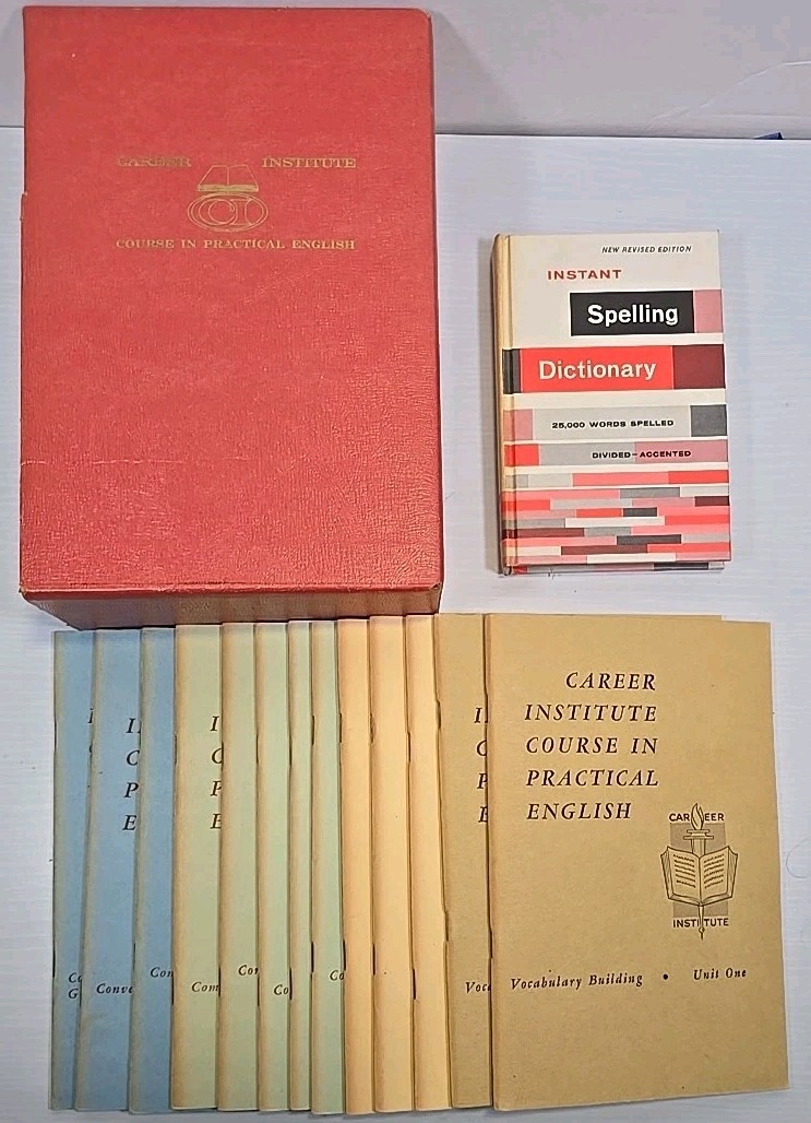 Career Institute Practical English Course 60s Box Set 13 Booklet Dictionary Comp